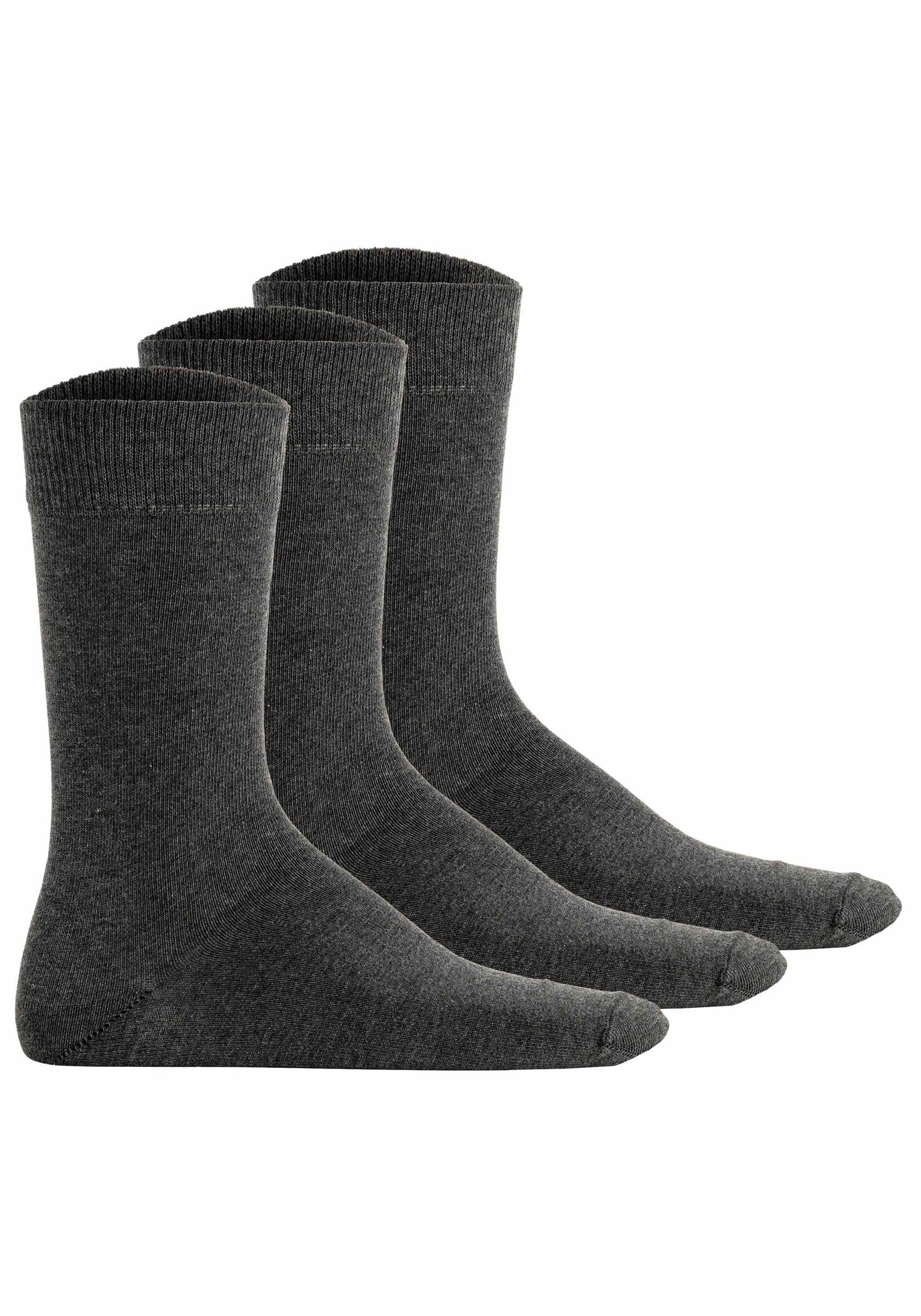 Kurzsocken HUDSON "Socken SIMPLY³ 3-PACK 3er Pack", Herren, Gr. 43-46, grau (grau meliert), Obermaterial: 80% Baumwolle CO. 18% Polyamid PA. 2% Elasthan EL., Socken