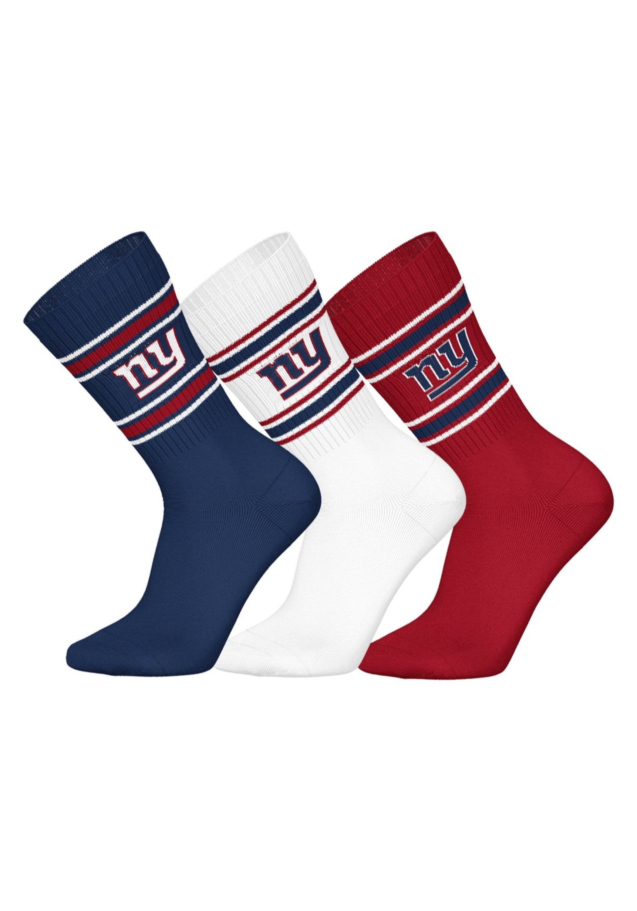Kurzsocken NFL "Socken NFL 3Pack Crew Socks 3er Pack", Damen, Gr. 43-46, bunt (new york giants), Obermaterial: 58% Baumwolle CO. 39% Polyester PES. 3% Elasthan EL., Socken