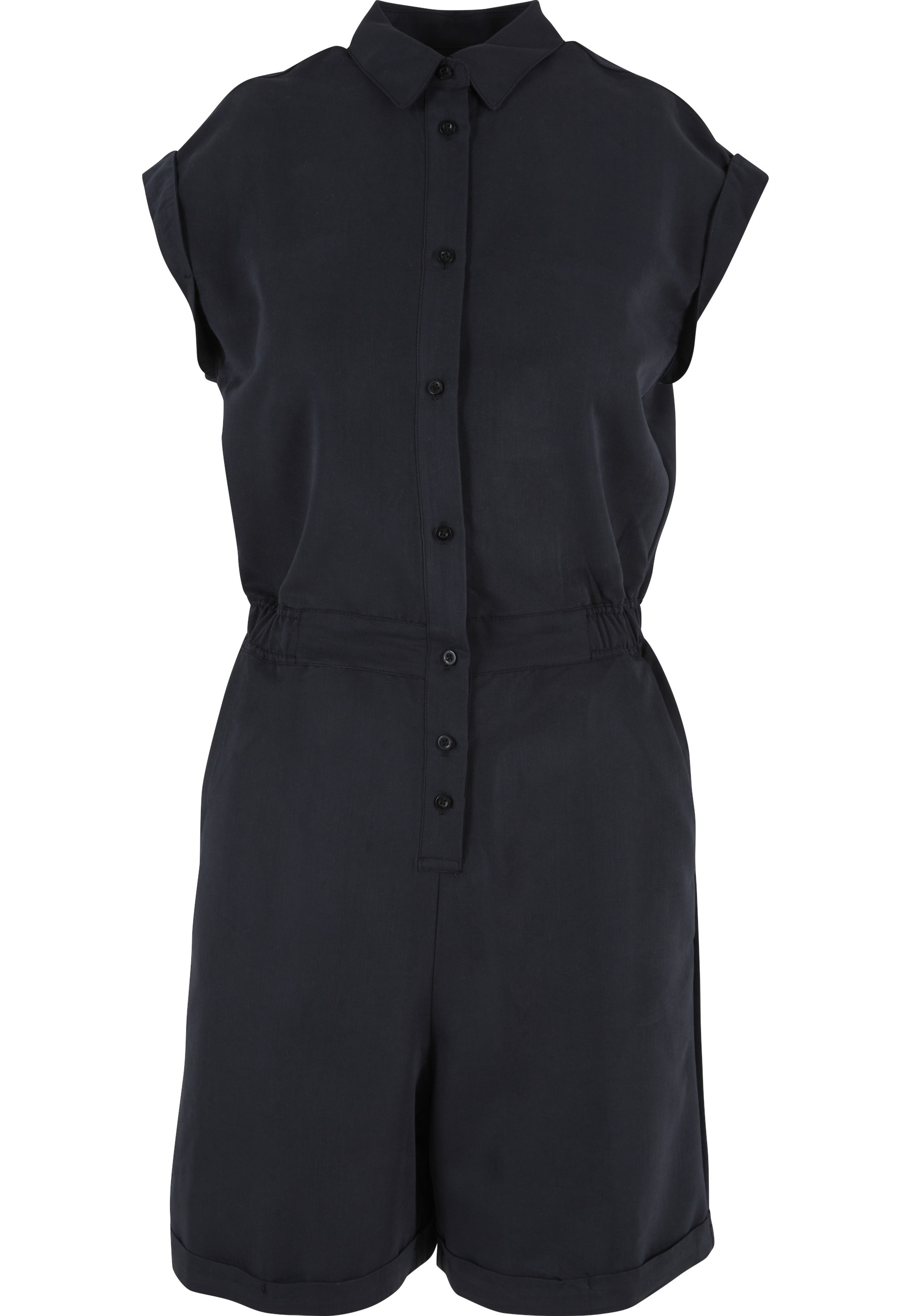 Jumpsuit URBAN CLASSICS "Urban Classics Damen Ladies Viscose Twill Jumpsuit", Damen, Gr. XXL, US-Größen, schwarz, 69% Viskose, 31% Polyester, unifarben, normal, ohne Ausschnitt, Overalls Jumpsuit