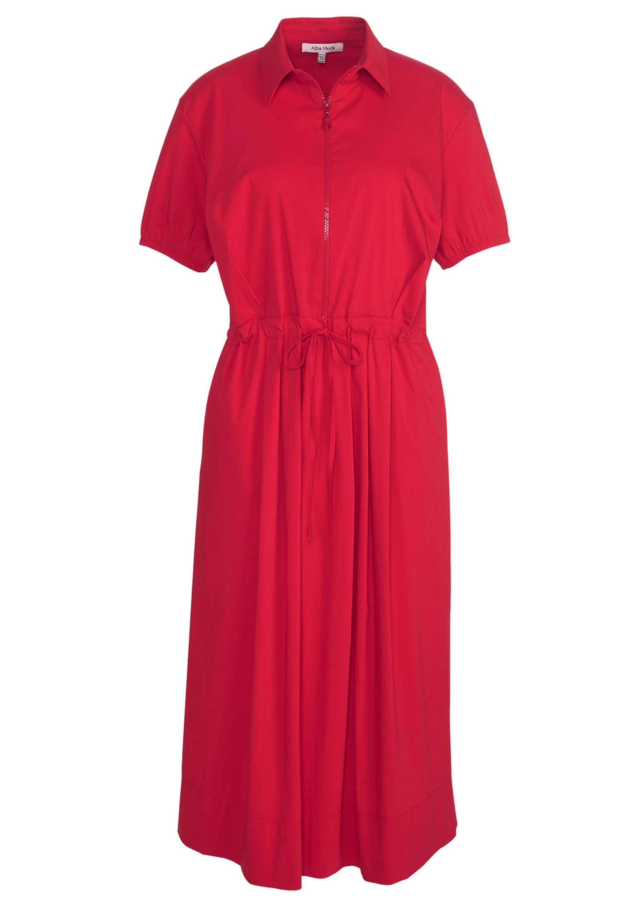 Midikleid ALBA MODA "Kleid Kleid", Damen, Gr. 40, N + K Gr, rot (koralle), Obermaterial: 73% Baumwolle CO. 23% Polyamid PA. 4% Elasthan EL., Kleider Midikleid
