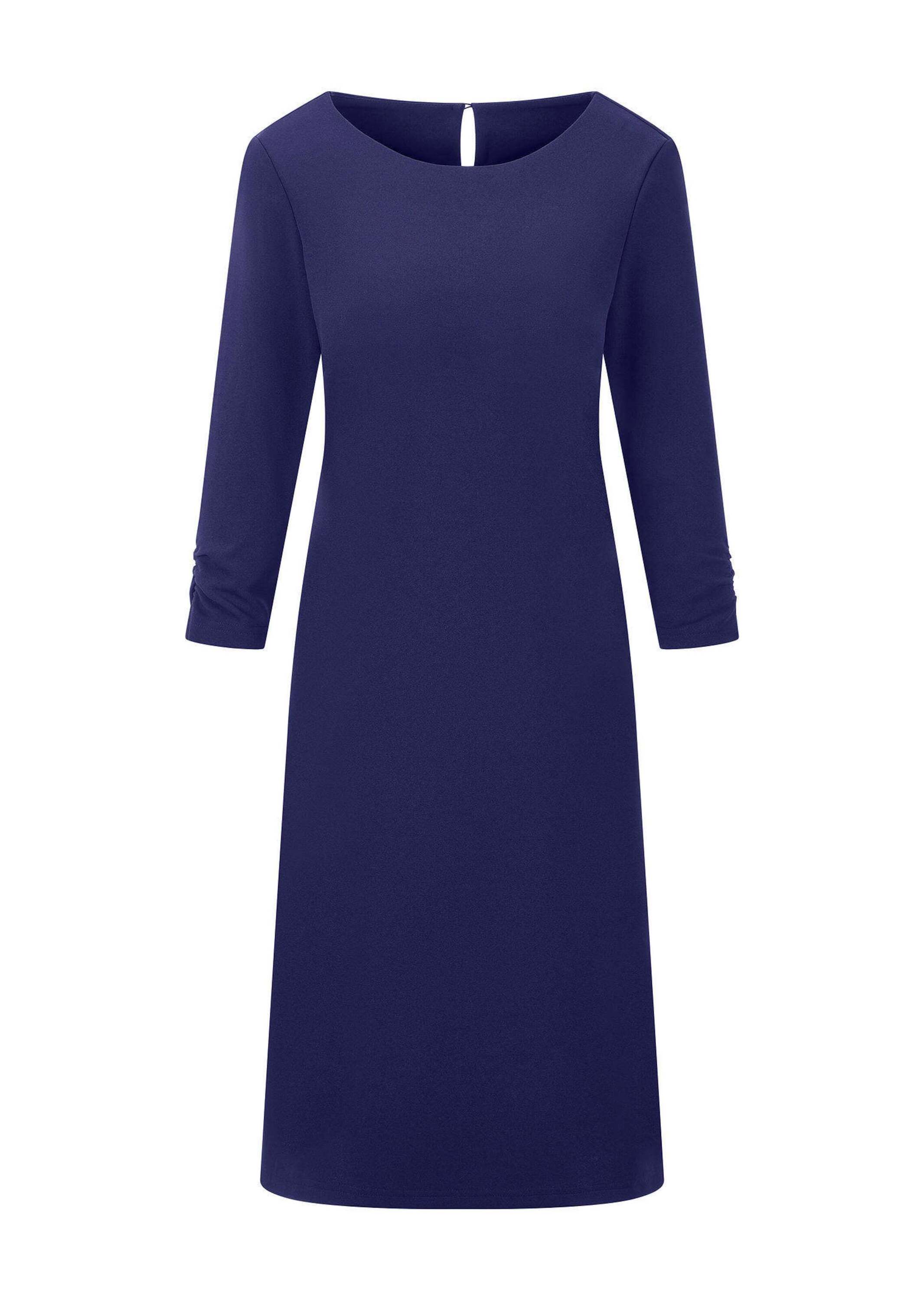 Etuikleid GOLDNER "Kurzgröße Elegantes Kleid mit gerafften Ärmeln", Damen, Gr. 23, K-Gr, blau (royalblau), Obermaterial: 95% Polyester PES. 5% Elasthan EL., Kleider Etuikleid