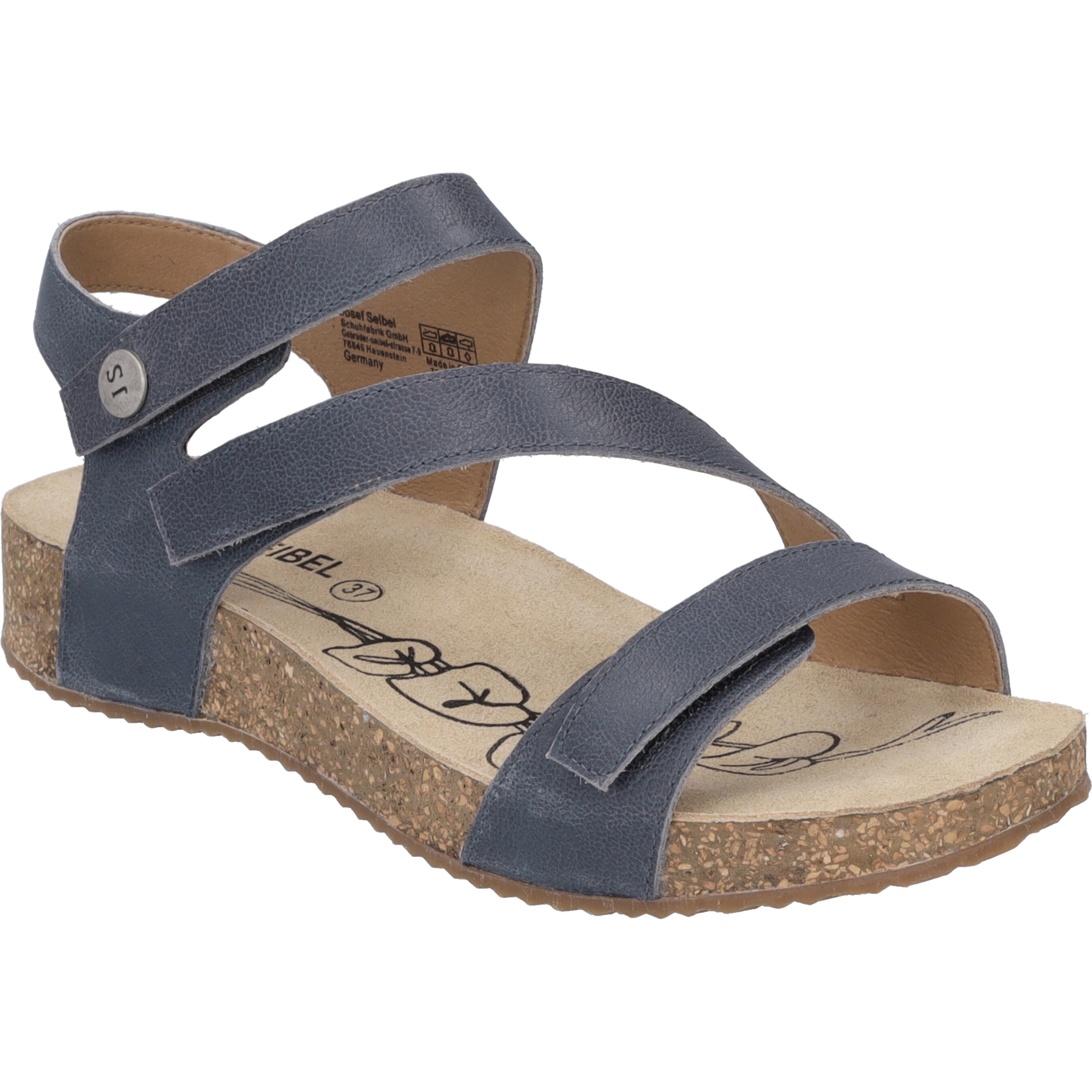 Sandale JOSEF SEIBEL "Tonga 25, blau", Damen, Gr. 40, blau (jeans), Obermaterial: 100% Rindsleder Leather cow., Schuhe Sandale