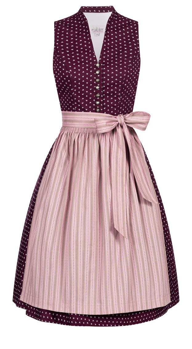 Dirndl NÜBLER "Dirndl midi Rita", Damen, Gr. 34, EURO, rot, Obermaterial: 100% Baumwolle CO., Kleider