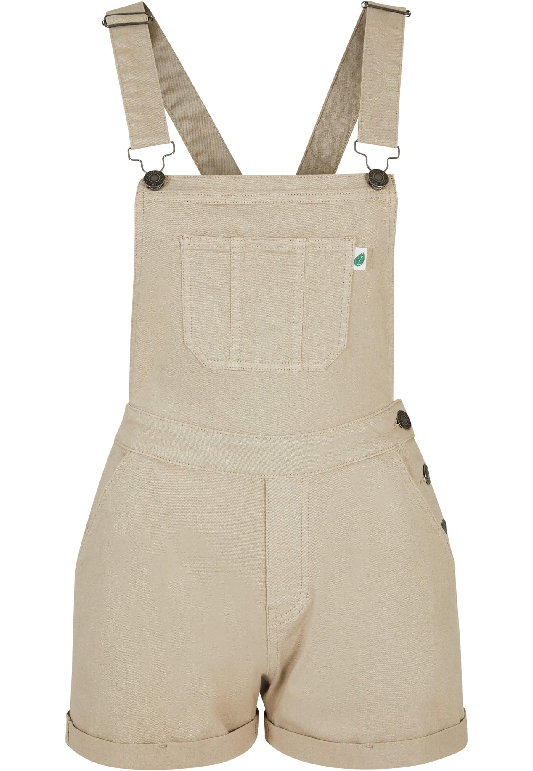 Jumpsuit URBAN CLASSICS "Urban Classics Damen Ladies Organic Short Dungaree", Damen, Gr. XL, US-Größen, sanftes weiß raw, 50% Baumwolle (Bio), 48% Baumwolle, 2% Elasthan, unifarben, ohne Ausschnitt, Overalls Jumpsuit