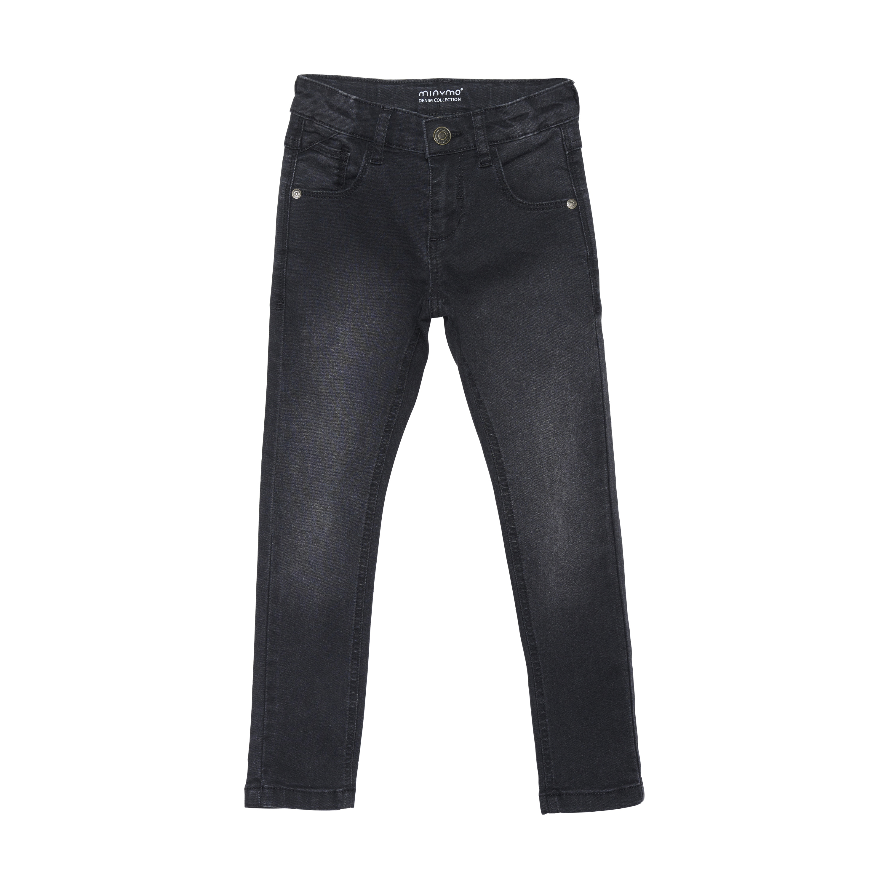 5-Pocket-Jeans MINYMO "5-Pocket-Jeans MIJeans", Jungen, Gr. 128, N-Gr, grau (grau schwarz), Obermaterial: 80% Baumwolle CO. 19% Polyester PES. 1% Elasthan EL., Jeans 5-Pocket-Jeans