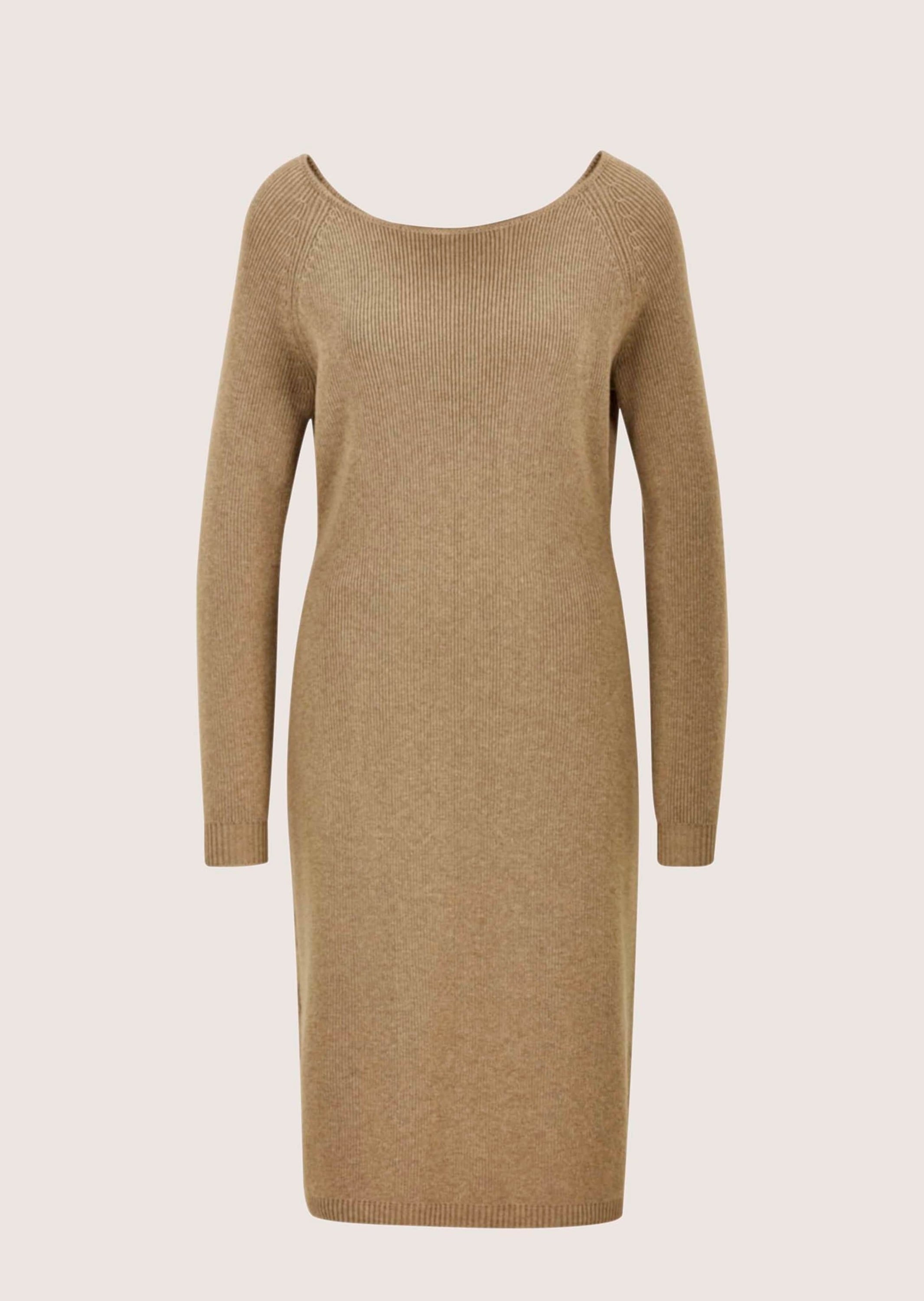 Strickkleid MADELEINE "Strickkleid Elegantes Kleid mit abnehmbarem Kragen", Damen, Gr. 48, N-Gr, beige (cappuccino, melange), Obermaterial: 50% Schurwolle WV. 40% Baumwolle CO. 10% Polyamid PA., Kleider Strickkleid