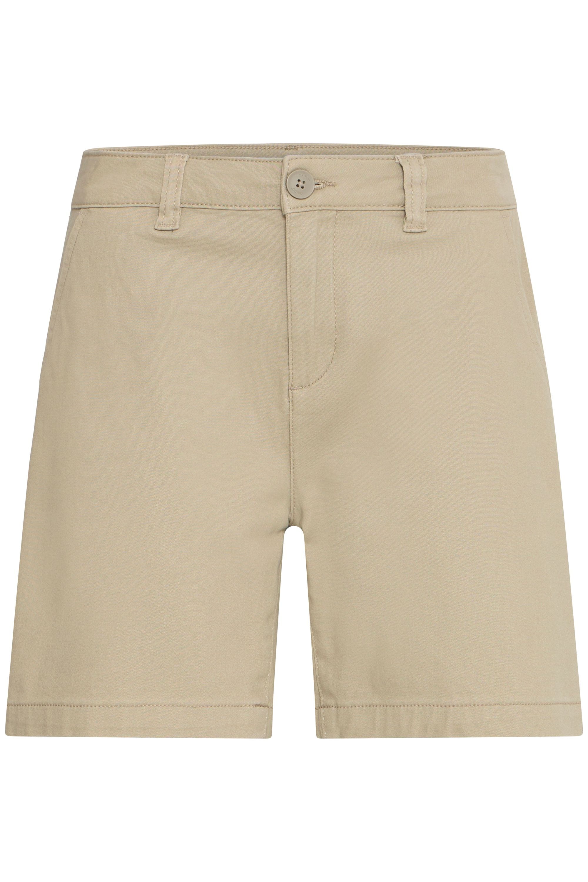 Chinoshorts OXMO "Chinoshorts OXKVITA", Damen, Gr. 44, N-Gr, beige (dune), Obermaterial: 99% Baumwolle CO. 1% Elasthan EL., Hosen Chinoshorts
