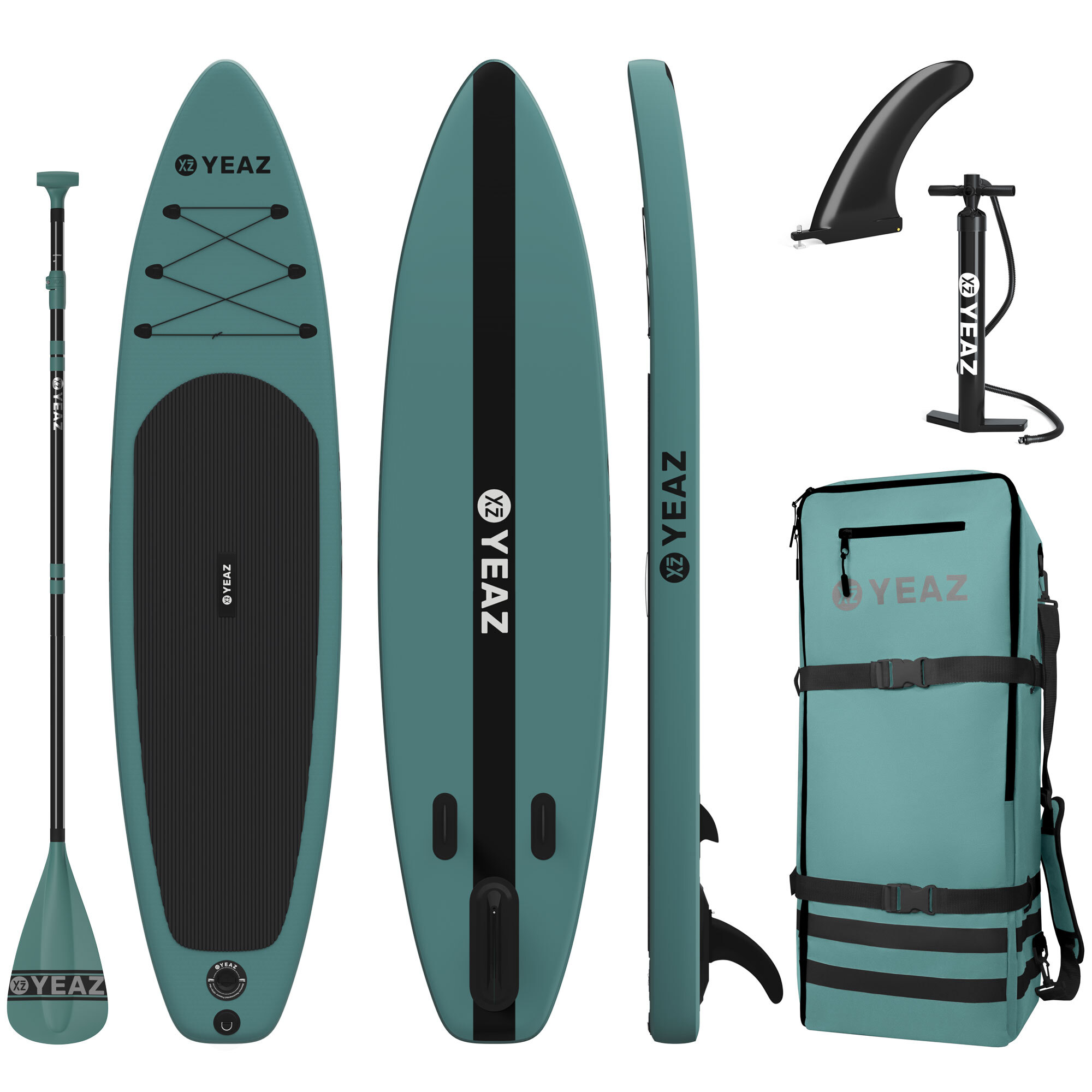 Inflatable SUP-Board YEAZ "SUP Board und Kit COSTIERA - EXOTRACE - SET", grün, Wassersportboards