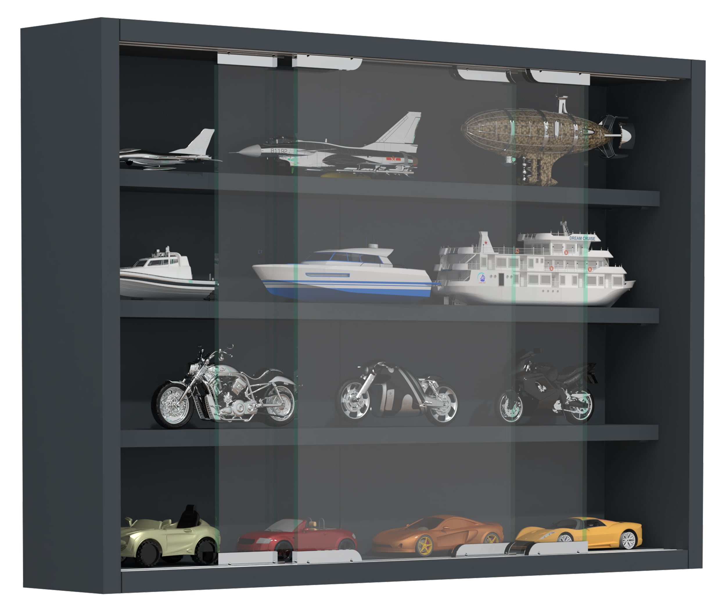 Wandregal VCM "Hängevitrine Wandvitrine Sammel Deko Agisa M" Gr. 57, schwarz (anthrazit), B:57cm H:40cm T:10cm, Holzwerkstoff, Regale, Wandregal