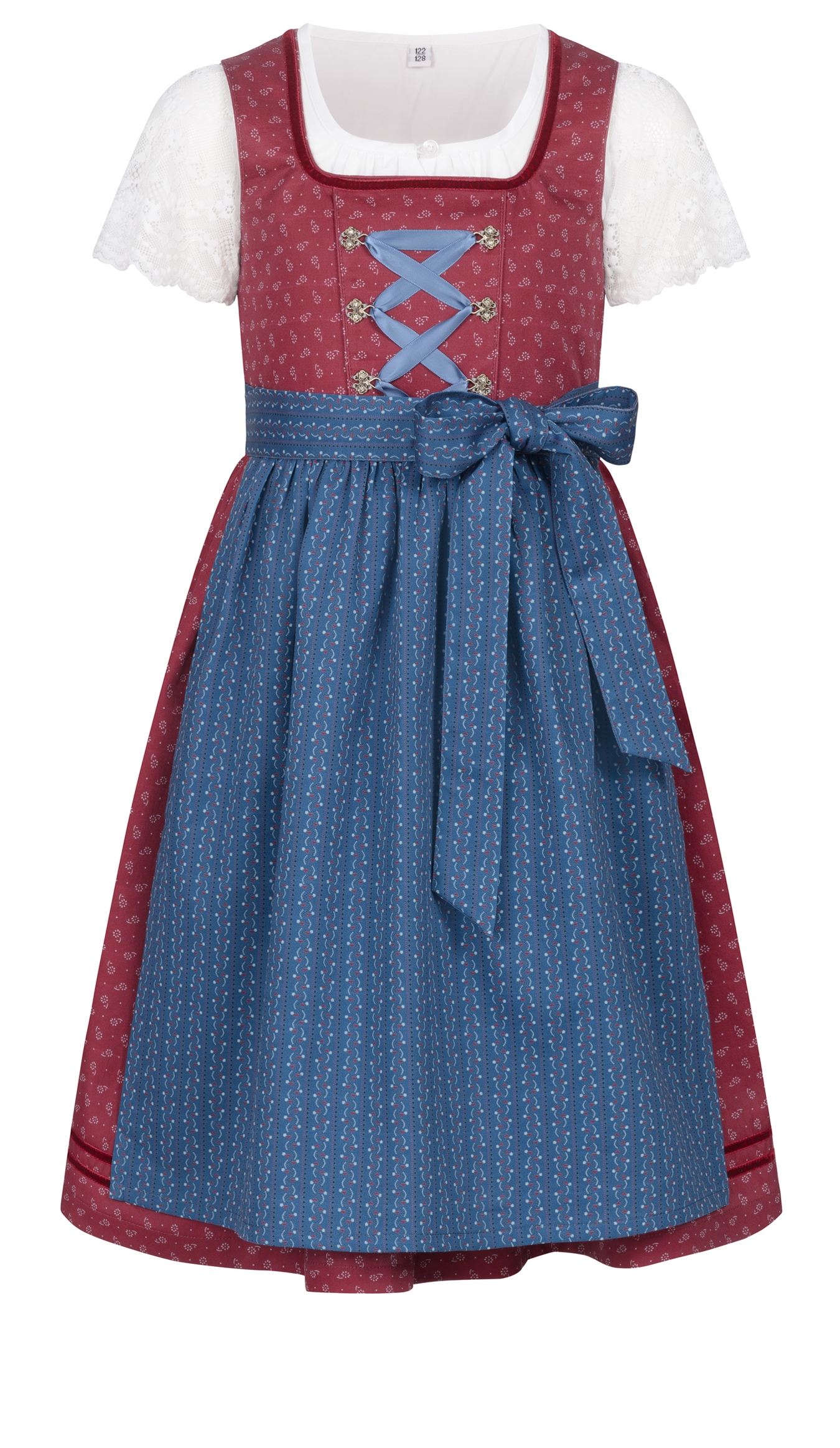 Dirndl NÜBLER "Kinderdirndl Gesr", Mädchen, Gr. 140, EURO, rot (bordeaux), Obermaterial: 100% Baumwolle CO., Kleider Image
