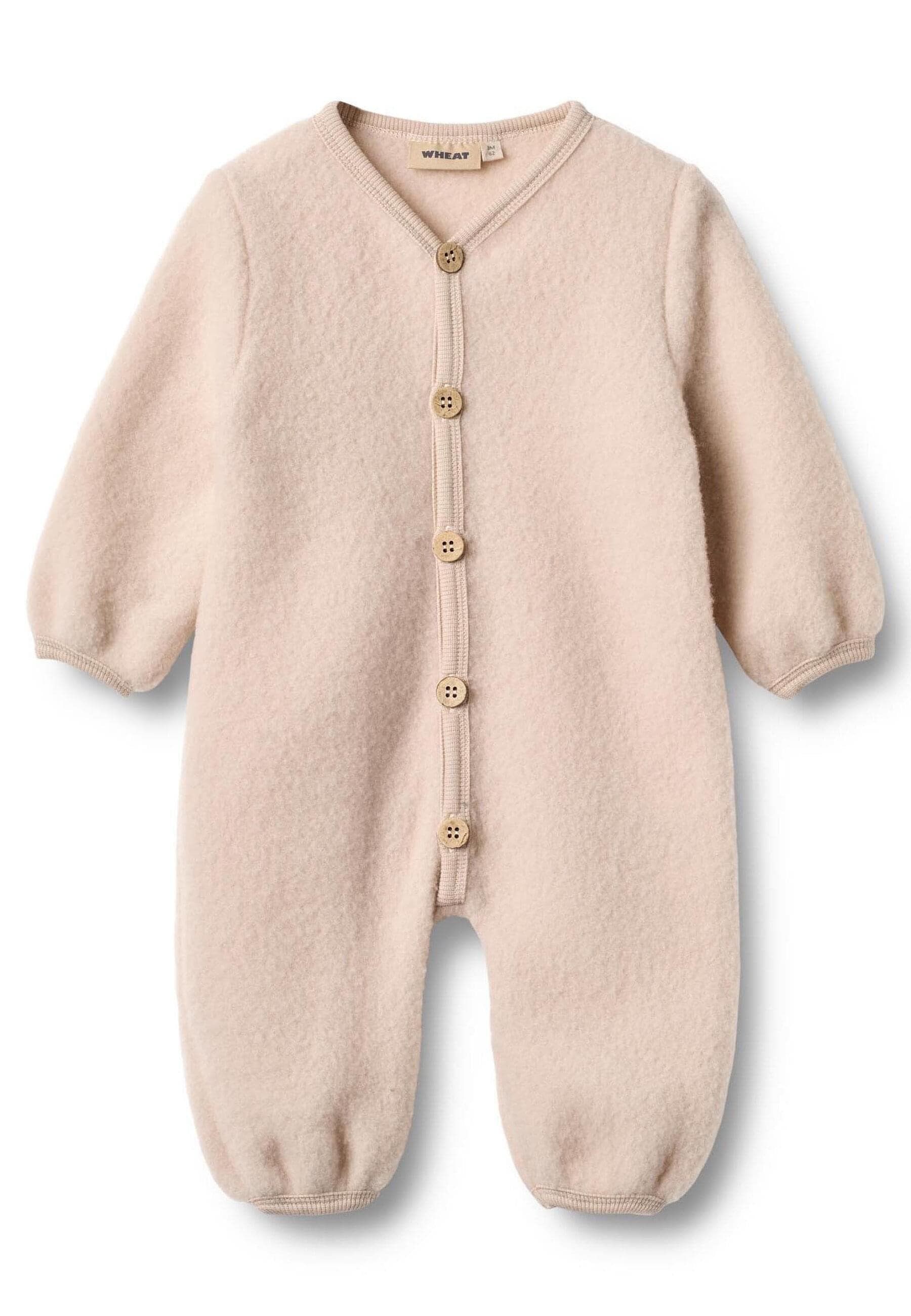 Jumpsuit WHEAT "WHEAT Wol Body Suit Levi", Mädchen, Gr. 62, pale lila, 100% Wolle, unifarben, normal, Overalls Jumpsuit