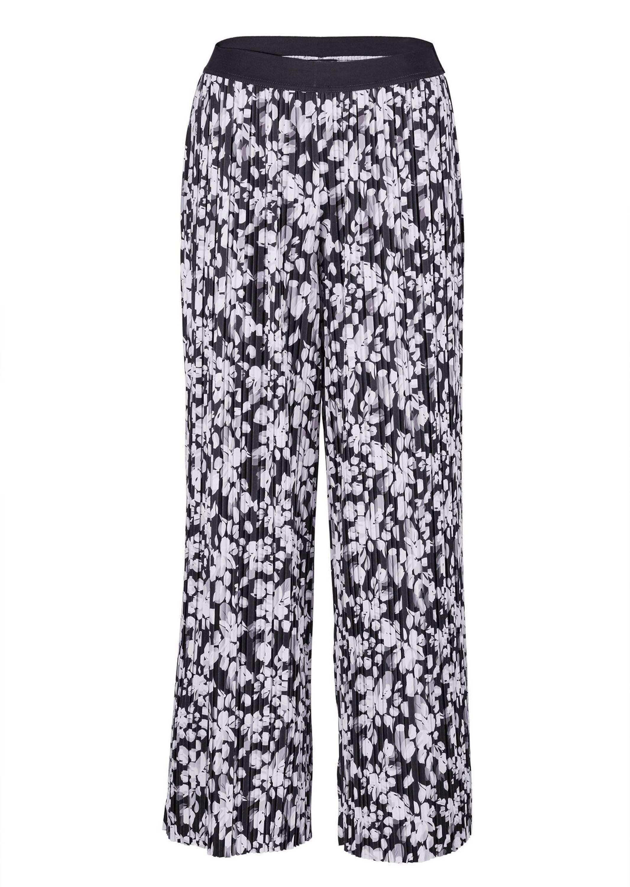 Schlupfhose GOLDNER "Kurzgröße Florale, elegante VERA Hose", Damen, Gr. 21, K-Gr, blau (marine, weiß, geblümt), Obermaterial: 92% Polyester PES. 8% Elasthan EL., Hosen Schlupfhose