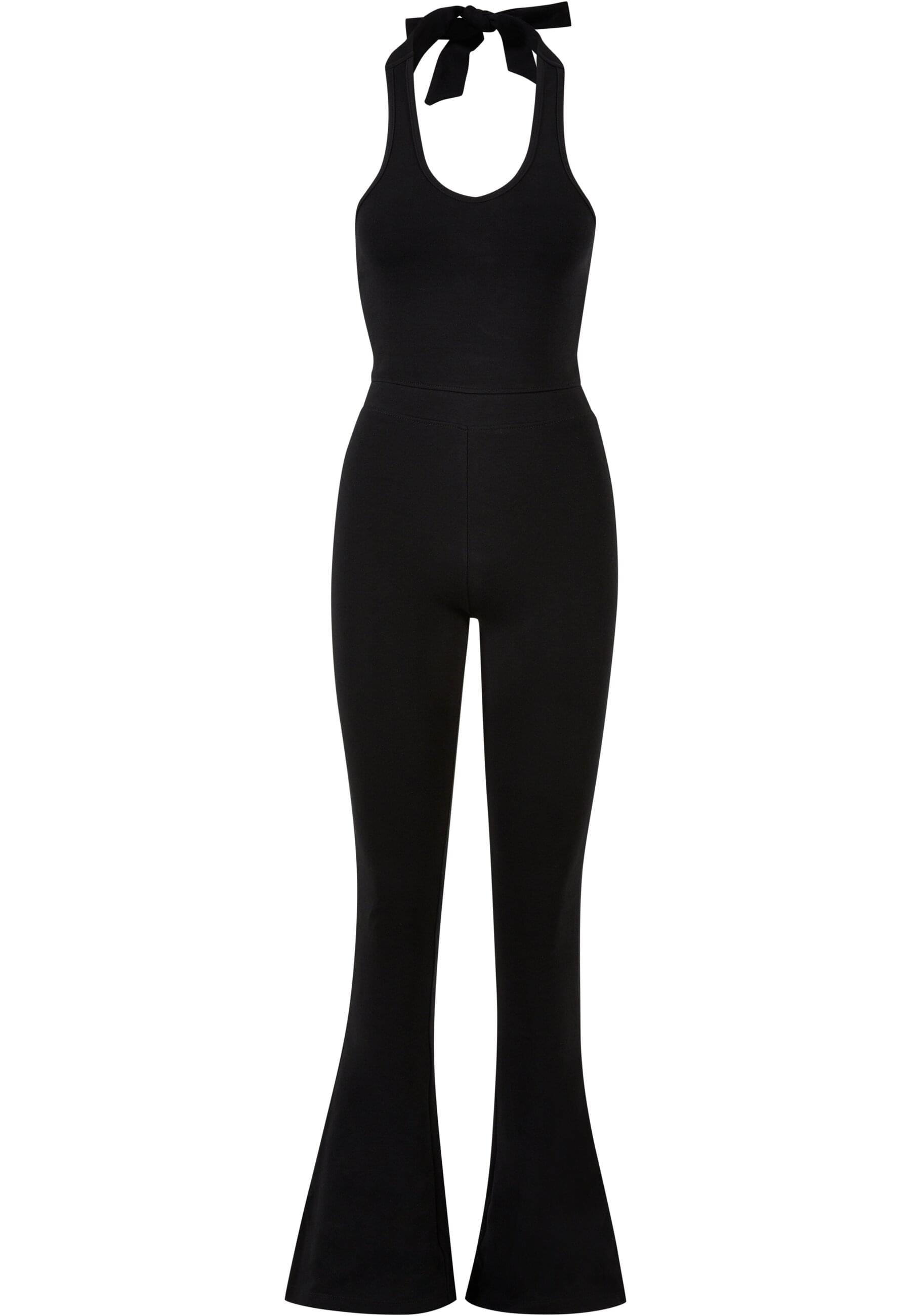 Jumpsuit URBAN CLASSICS "Urban Classics Damen", Damen, Gr. L, US-Größen, schwarz, 95% Baumwolle, 5% Elasthan, unifarben, Overalls Jumpsuit