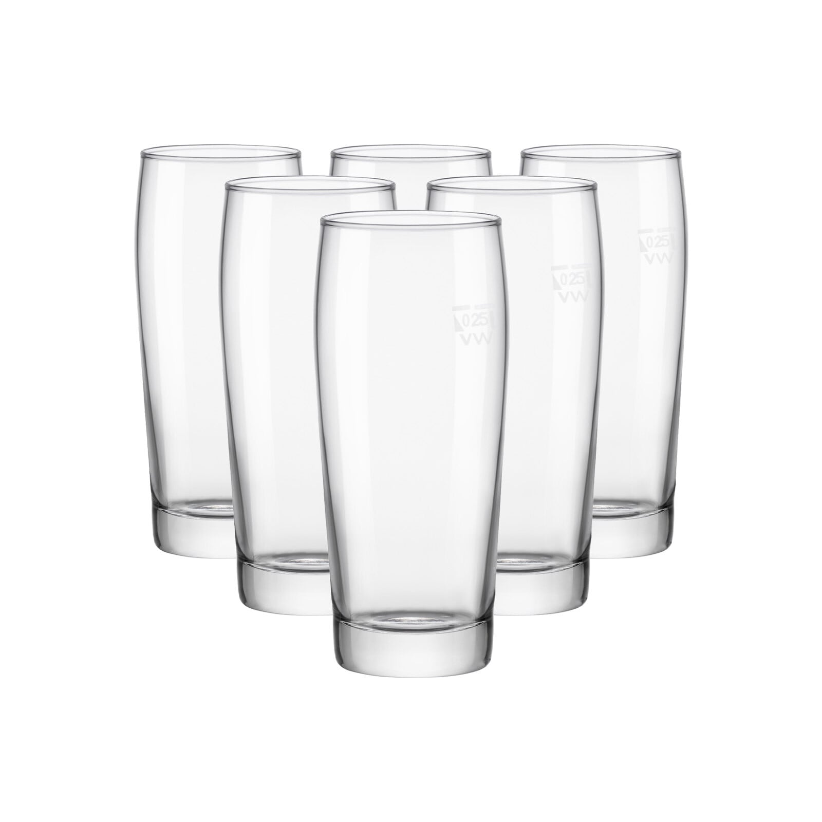 Bierglas VAN WELL "Willi Becher geeicht 0,25 l 6er Set transparent", bunt (transparent), 6 tlg., Glas, Trinkgefäße