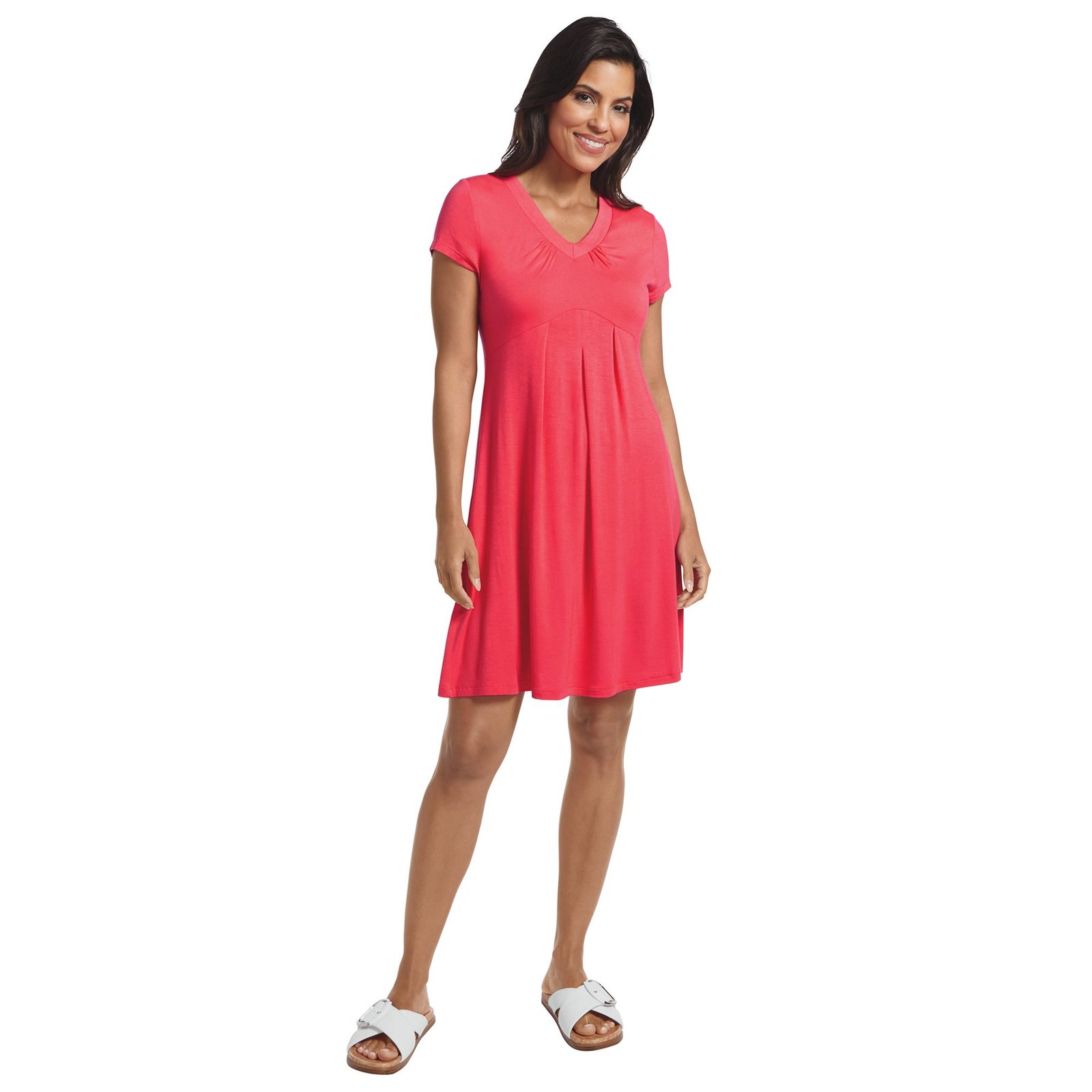 Masseys Favorite V-Neck Dress (Size 5X) Paradise Pink, Spandex,Viscose