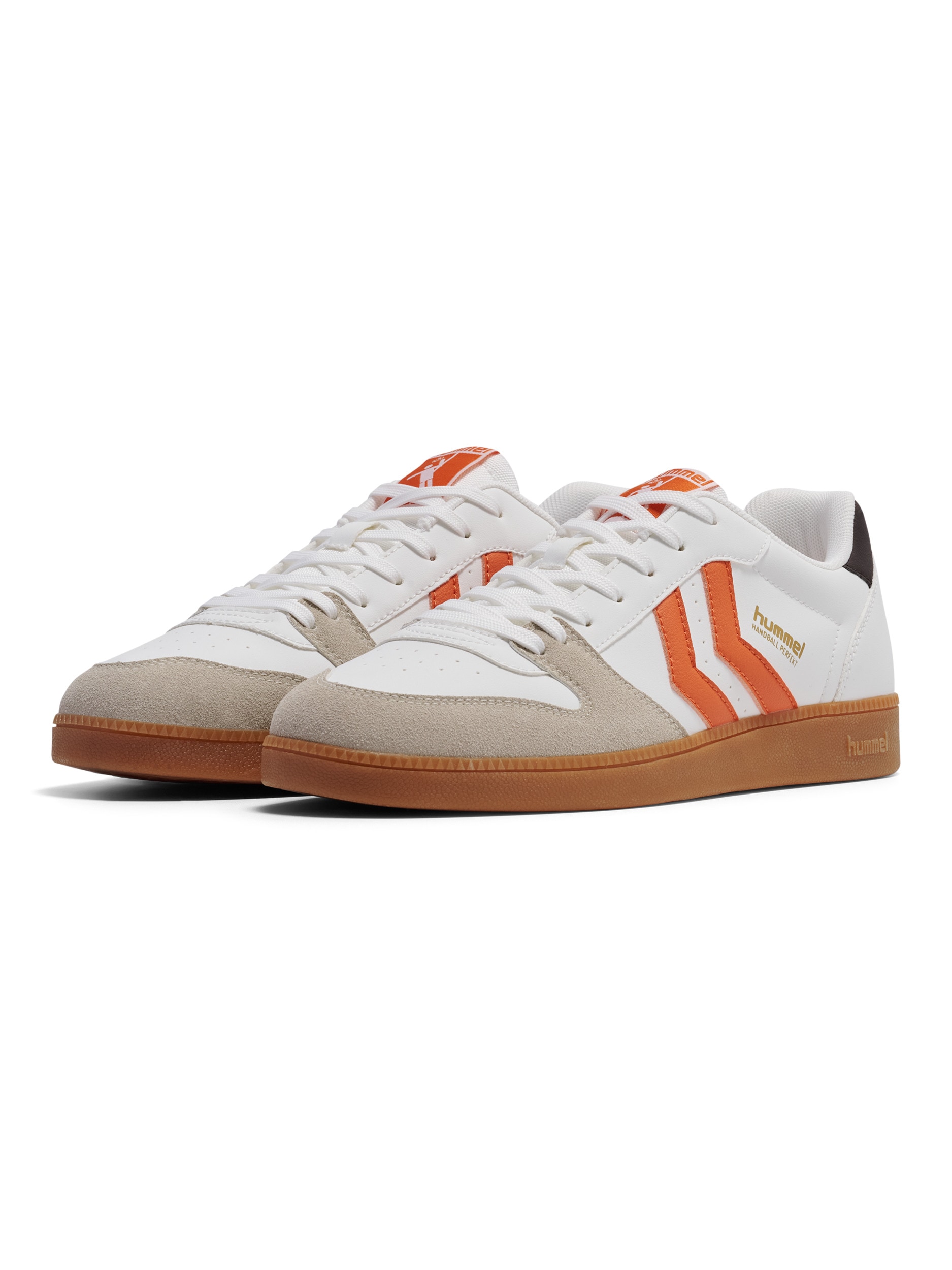 Sneaker HUMMEL "HANDBALL PERFEKT SP", Damen, Gr. 39, weiß, orange, Synthetik, Schuhe Sneaker
