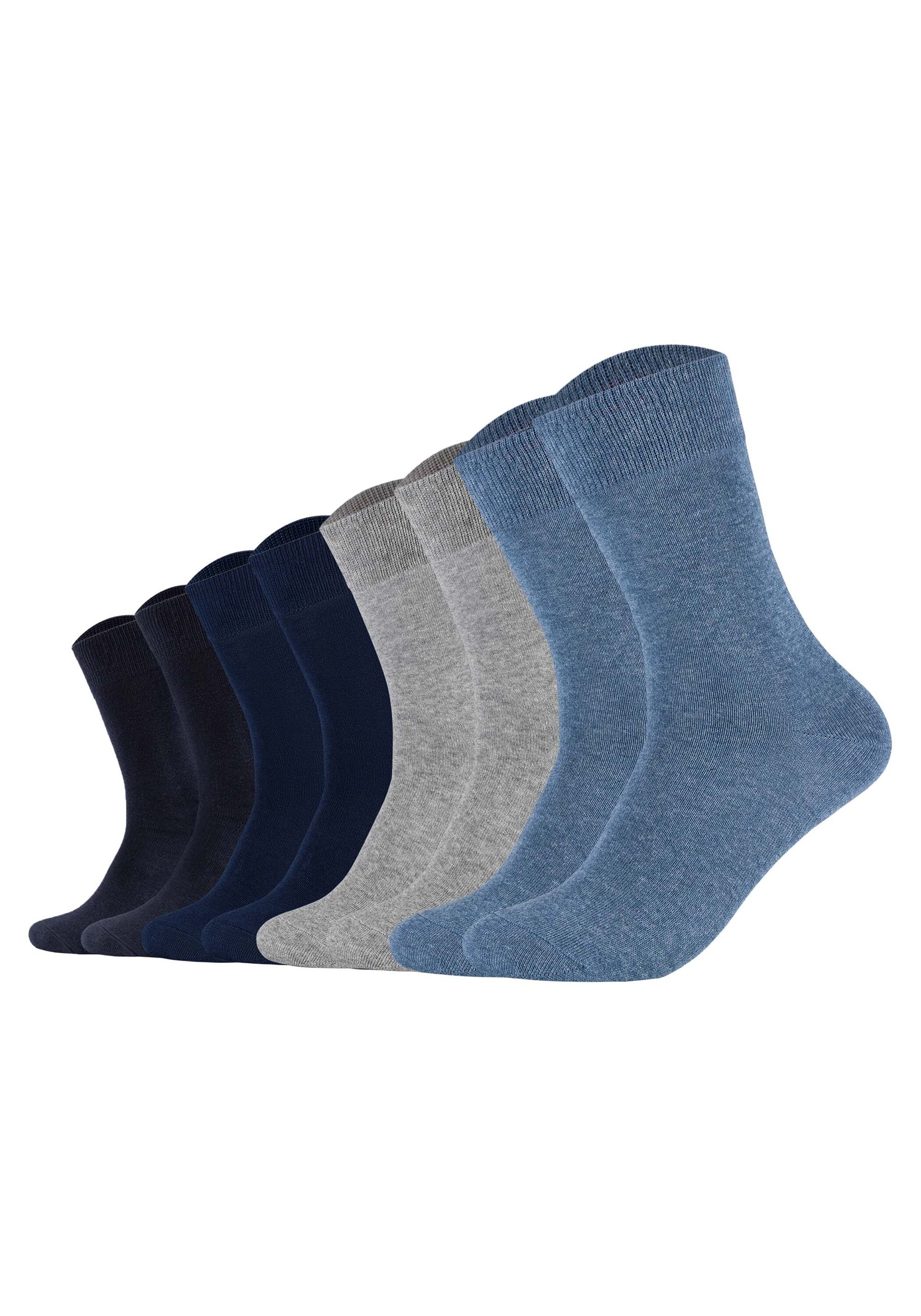 Kurzsocken S.OLIVER "Socken 8er Pack", Herren, Gr. 39-42, bunt (blau, grau), Obermaterial: 80% Baumwolle CO. 15% Polyamid PA. 5% Elasthan EL., Socken