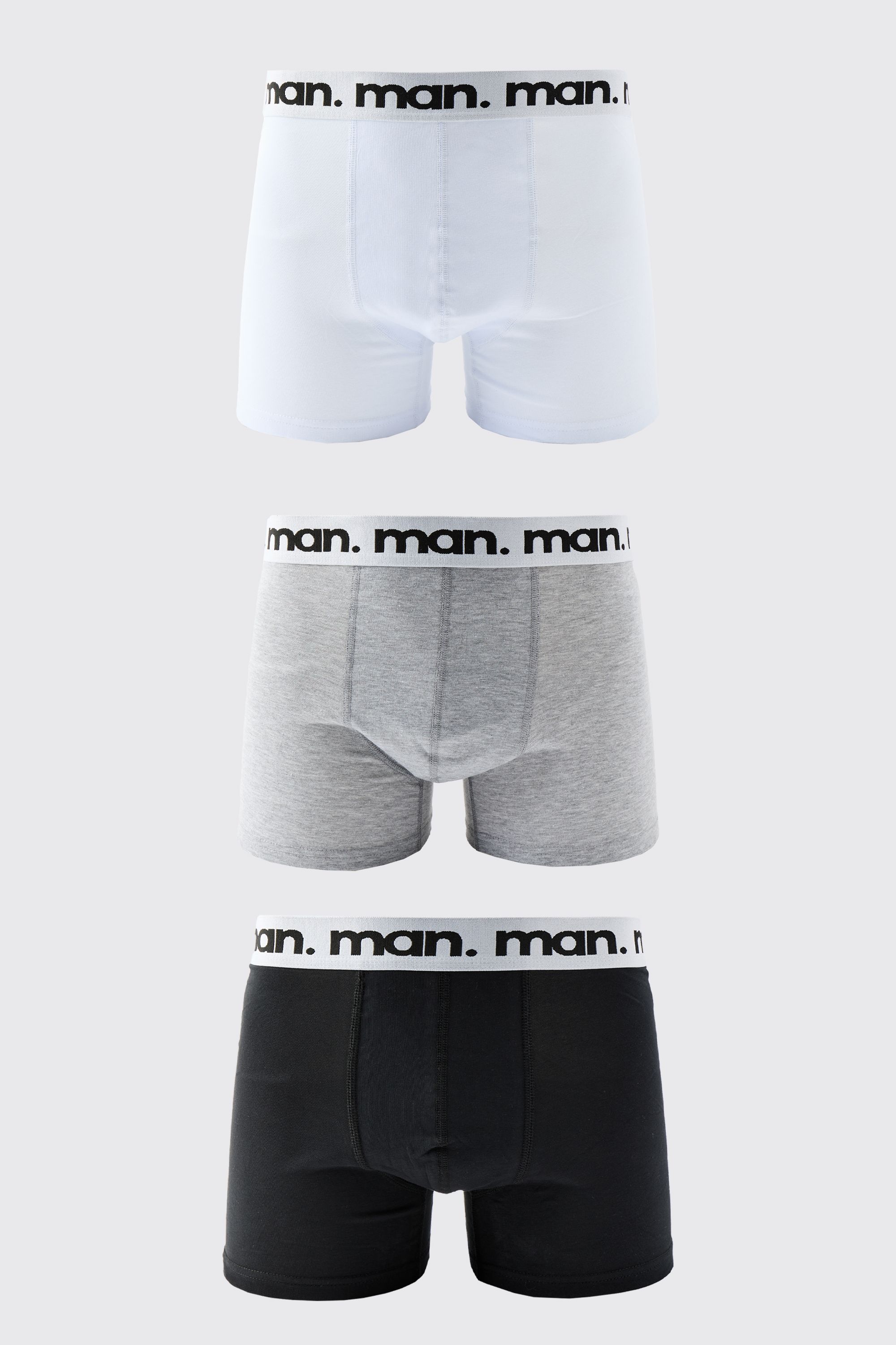 Boohooman Mens 3 Pack Man Multi Coloured Boxers - Monochrome Multi Cotton - Size Medium | Boohooman Sale | Discount Designer Brands