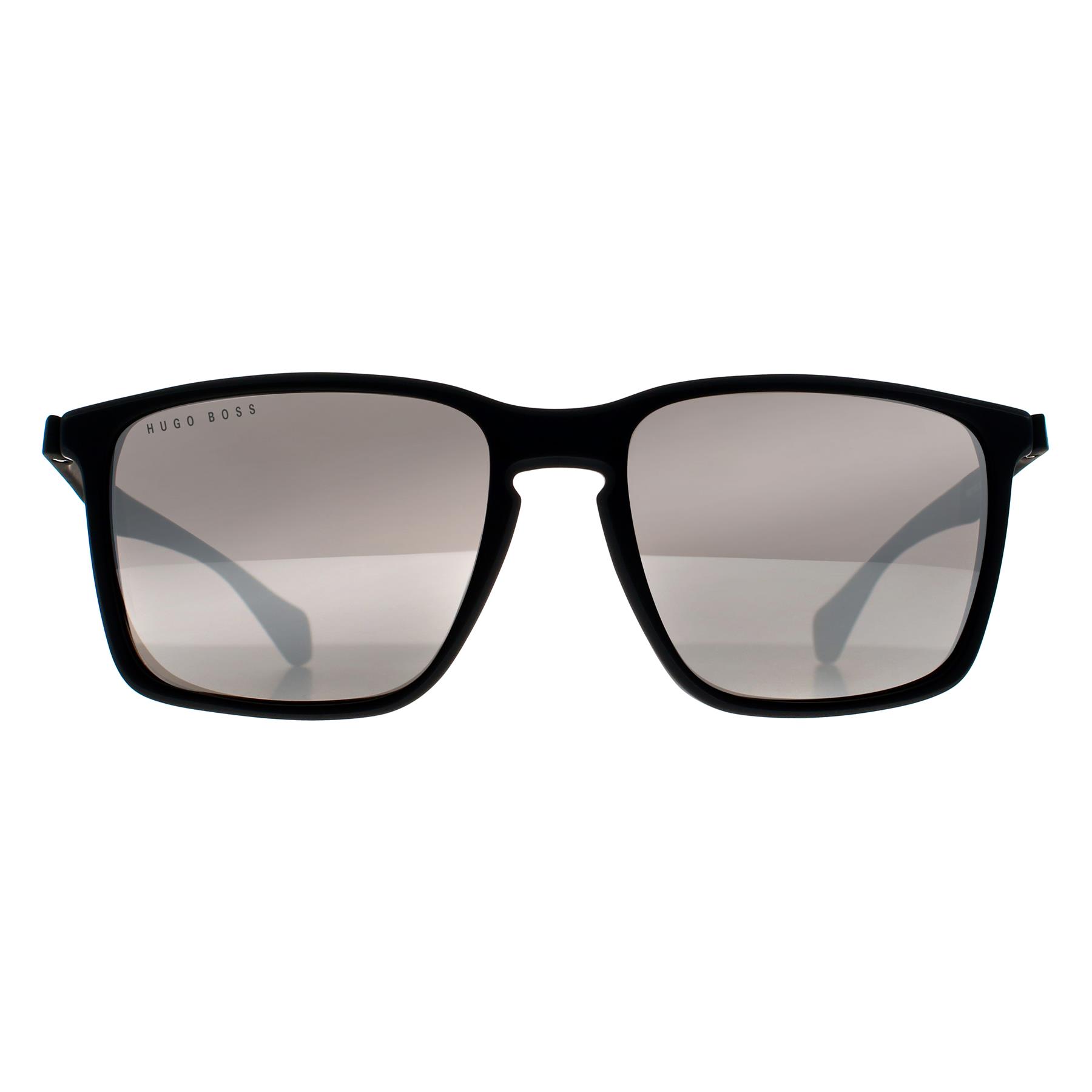Hugo Boss Rectangle Mens Black Grey Mirror BOSS 1114/S
