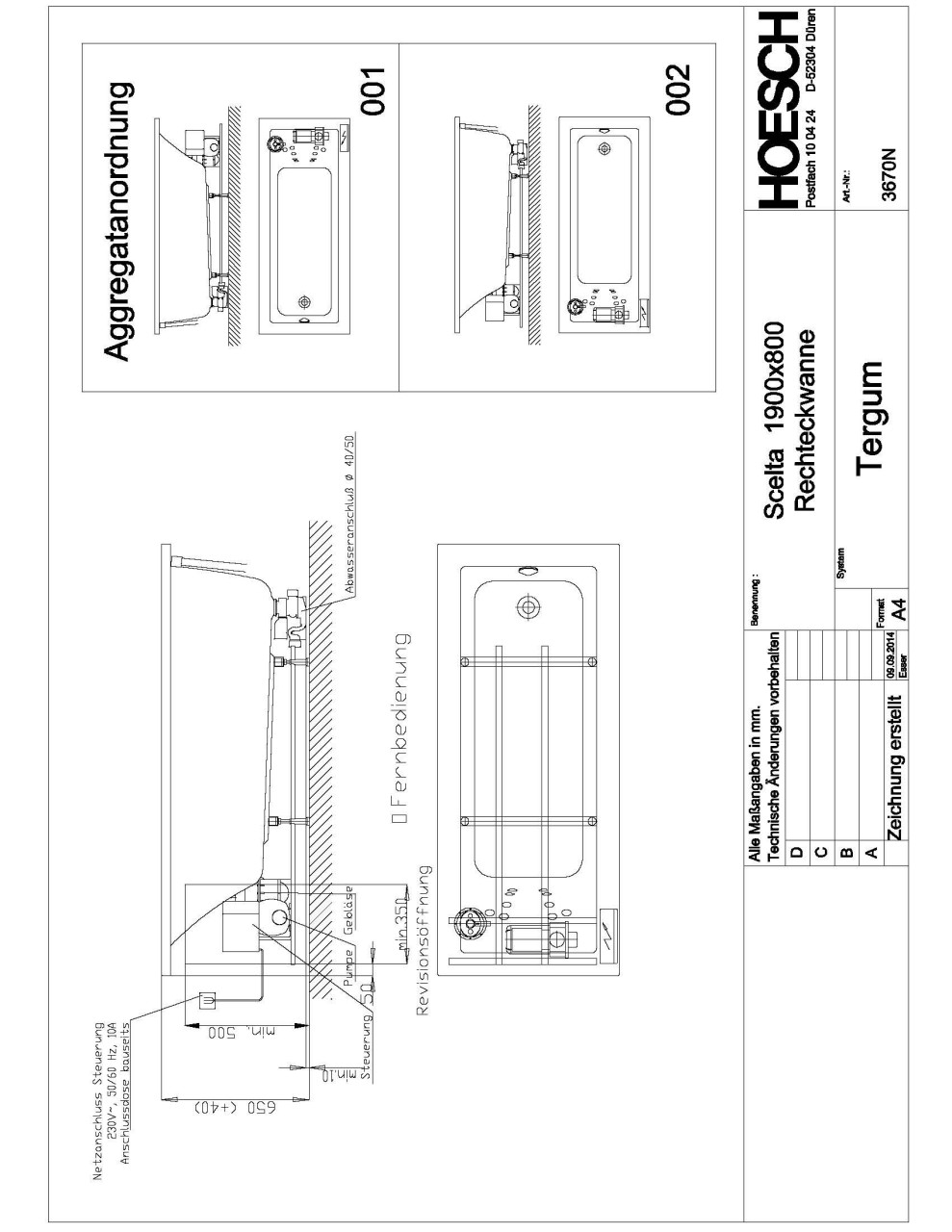 Hoesch Whirlwanne Scelta 3670 & Tergum Whirl, 3670N.010305001 Image