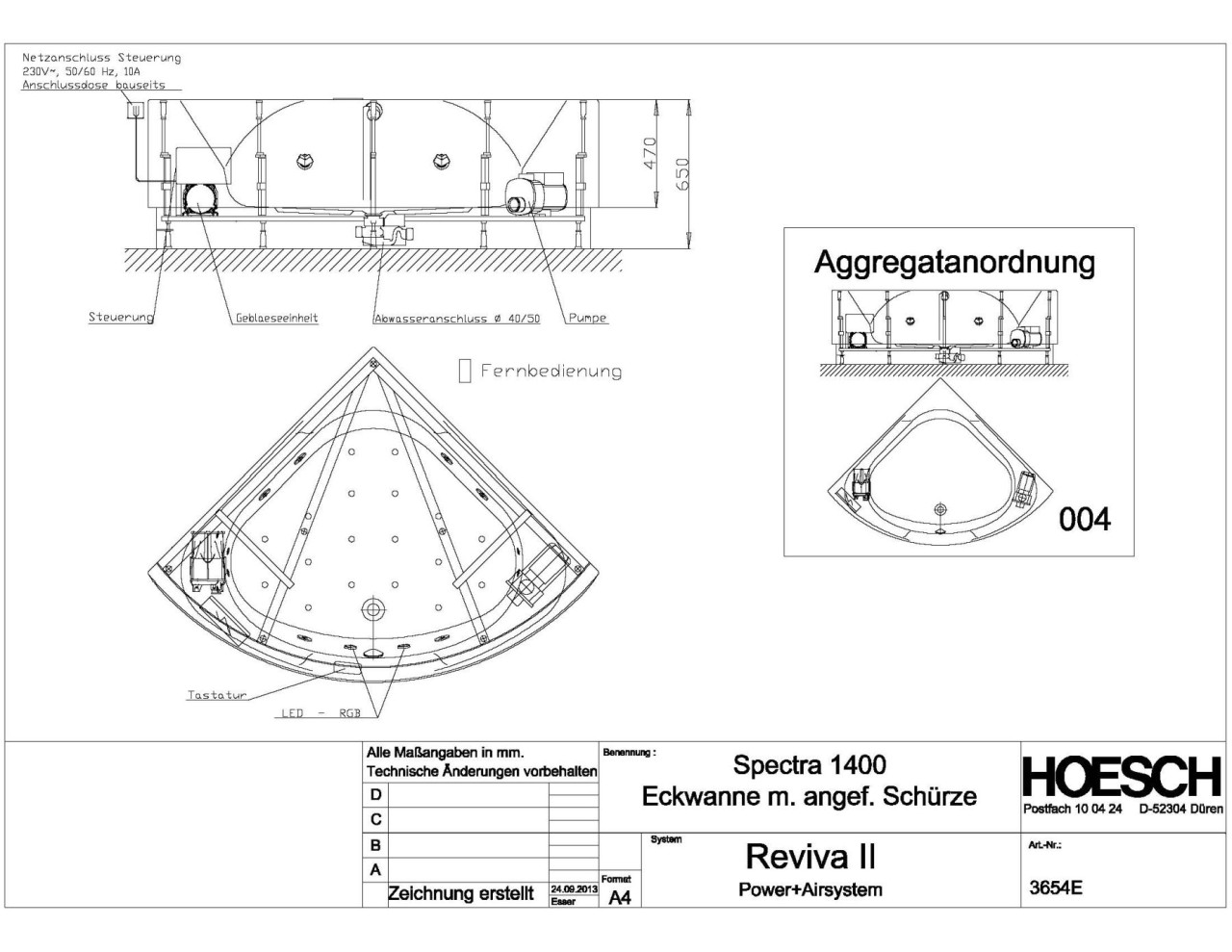 Hoesch Whirlwanne Spectra 3654 & Reviva II Power+ 3654E.010305004 Image
