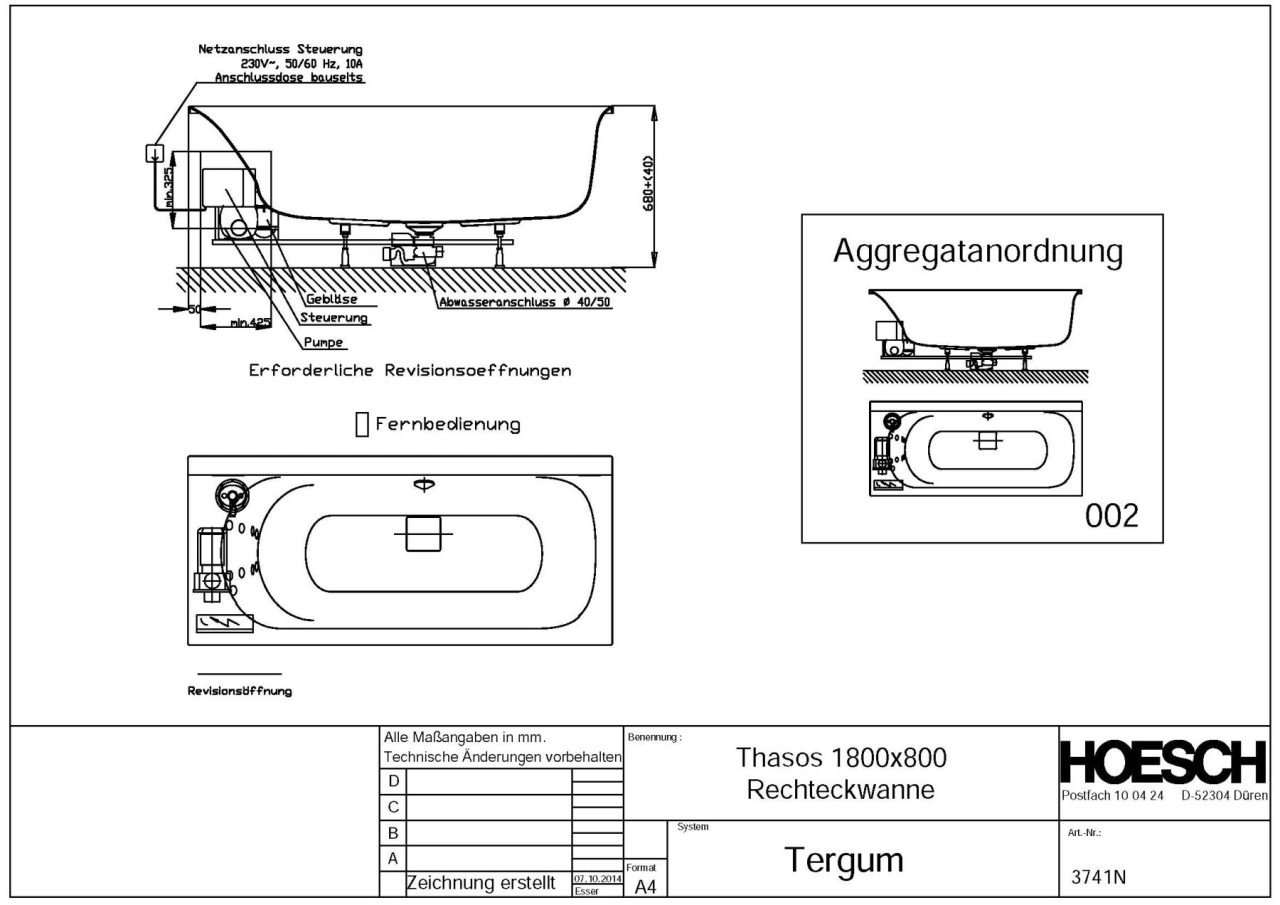 Hoesch Whirlwanne Thasos 3741 & Tergum Whirl, 3741N.010305002 Image