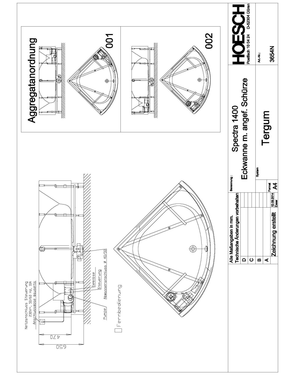 Hoesch Whirlwanne Spectra 3654 & Tergum Whirl, 3654N.010305001 Image
