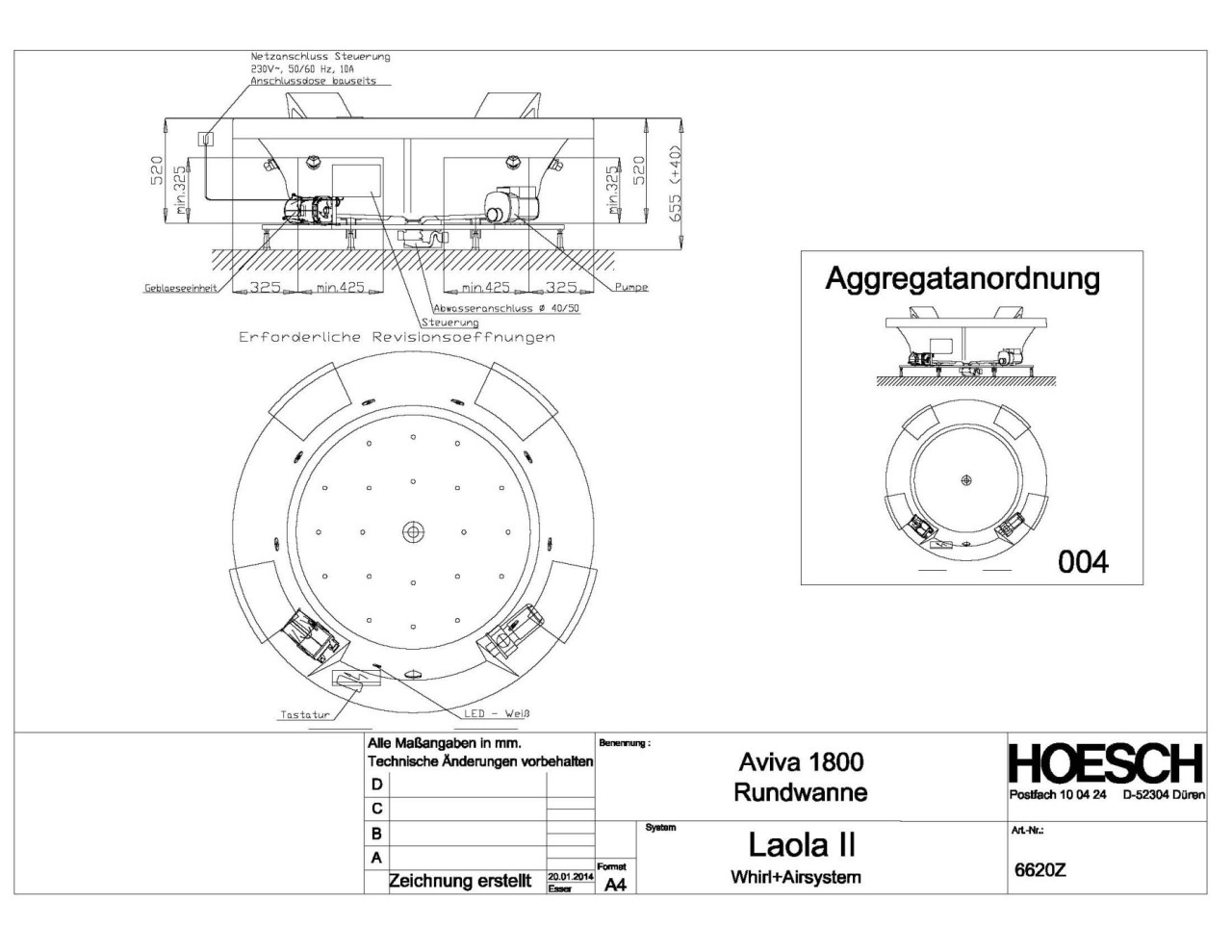 Hoesch Whirlwanne Aviva 6620 & Laola II Whirl+Air, 6620Z.010305004 Image