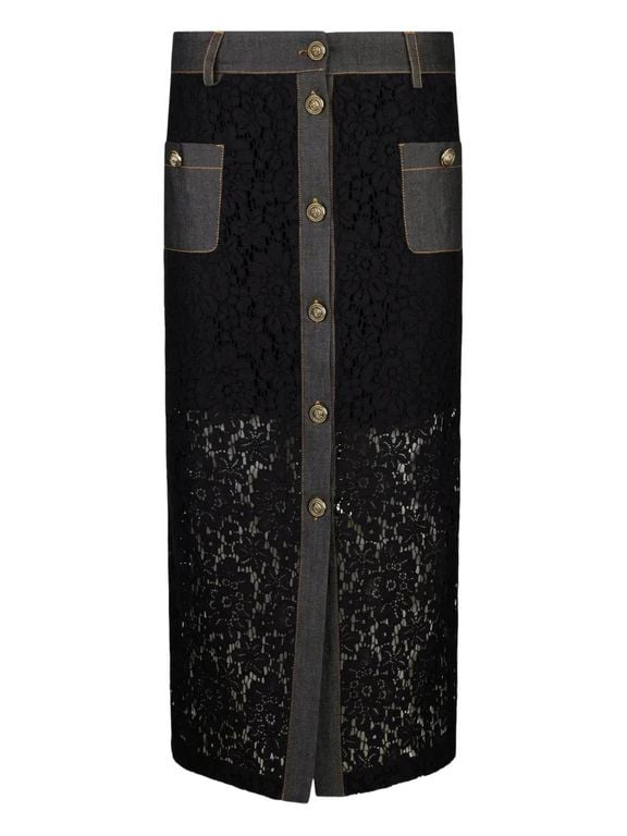 Button-Up Lace Skirt - Black - Liu Jo Skirts