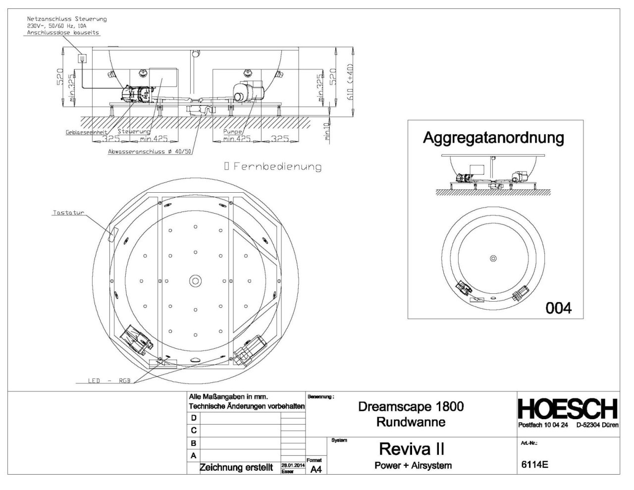 Hoesch Whirlwanne Dreamscape 6114 & Reviva II Power+Air 6114E.010305004 Image