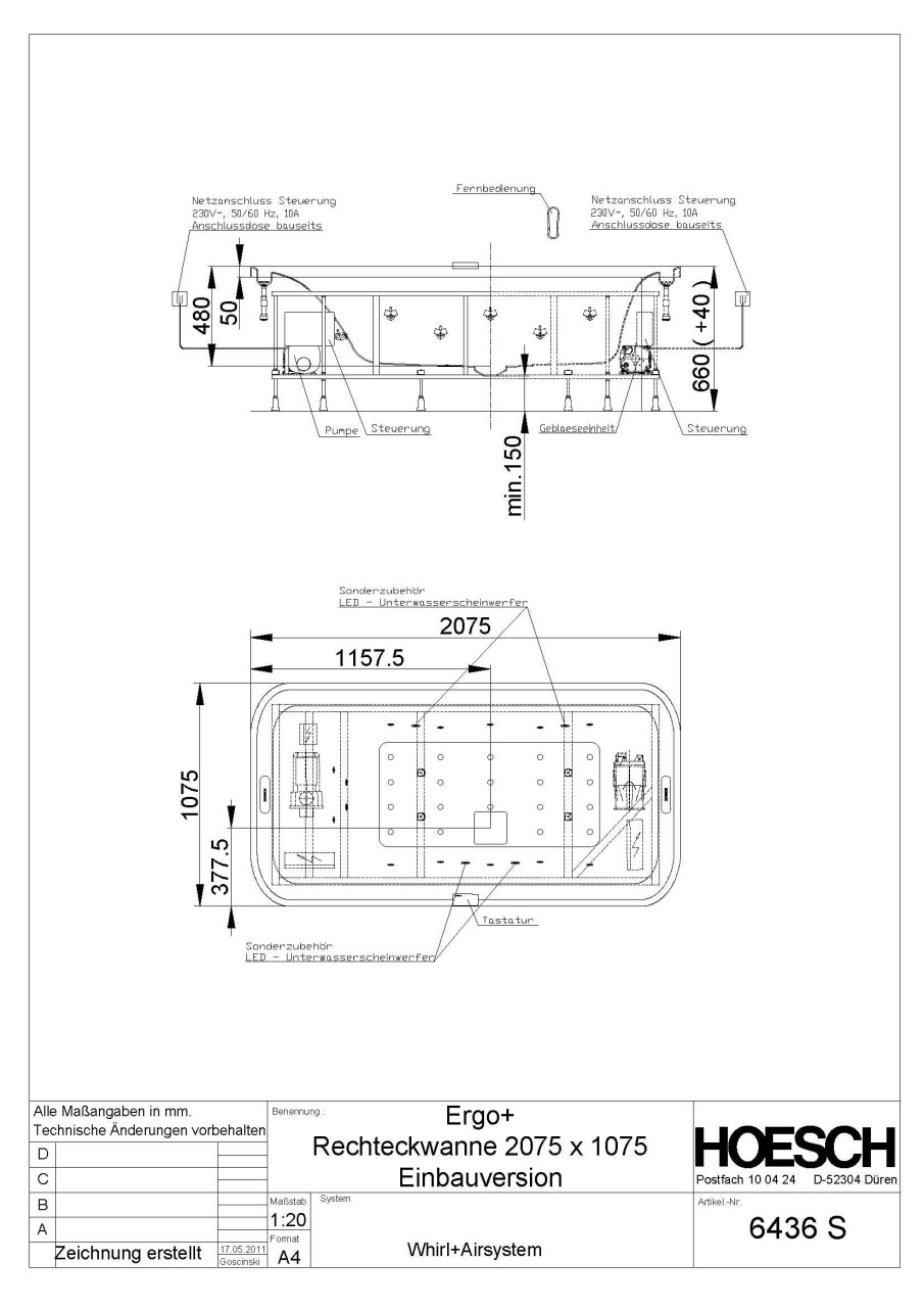Hoesch Whirlwanne Ergo+ 6441 & Kombi-System, 6441S.010305552 Image