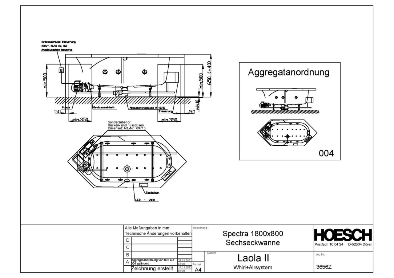 Hoesch Whirlwanne Spectra 3656 & Laola II Whirl+Air, 3656Z.010305004 Image