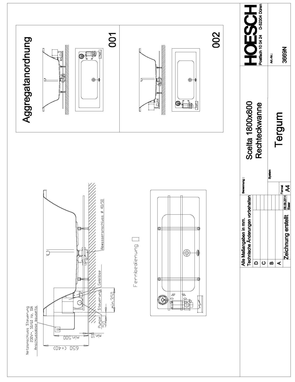 Hoesch Whirlwanne Scelta 3669 & Tergum Whirl, 3669N.010305001 Image
