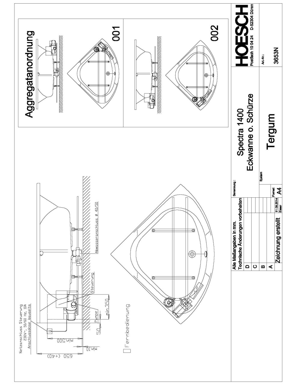Hoesch Whirlwanne Spectra 3653 & Tergum Whirl, 3653N.010305001 Image