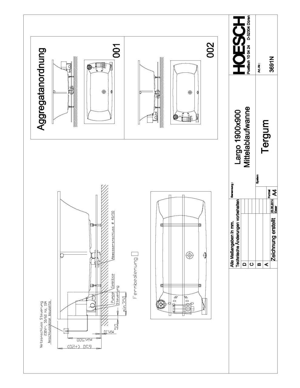 Hoesch Whirlwanne Largo 3691 & Tergum Whirl, 3691N.010305001 Image