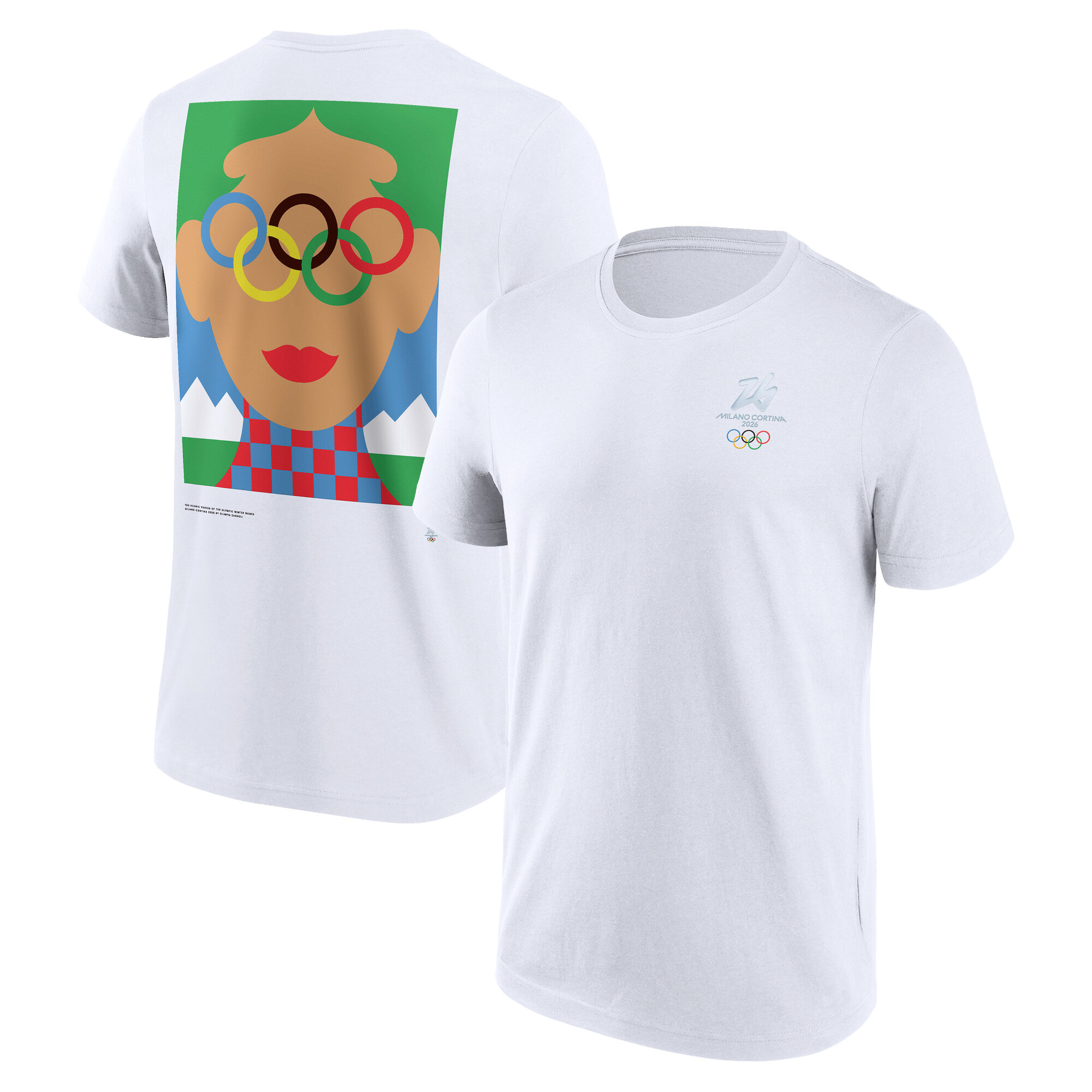 Milano Cortina 2026 T-Shirt mit ikonischem Poster-Grafik – Weiß Image