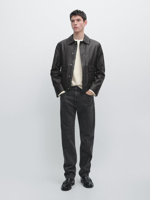 Nappa Leather Jacket With Pockets - White - MASSIMO DUTTI Jackets