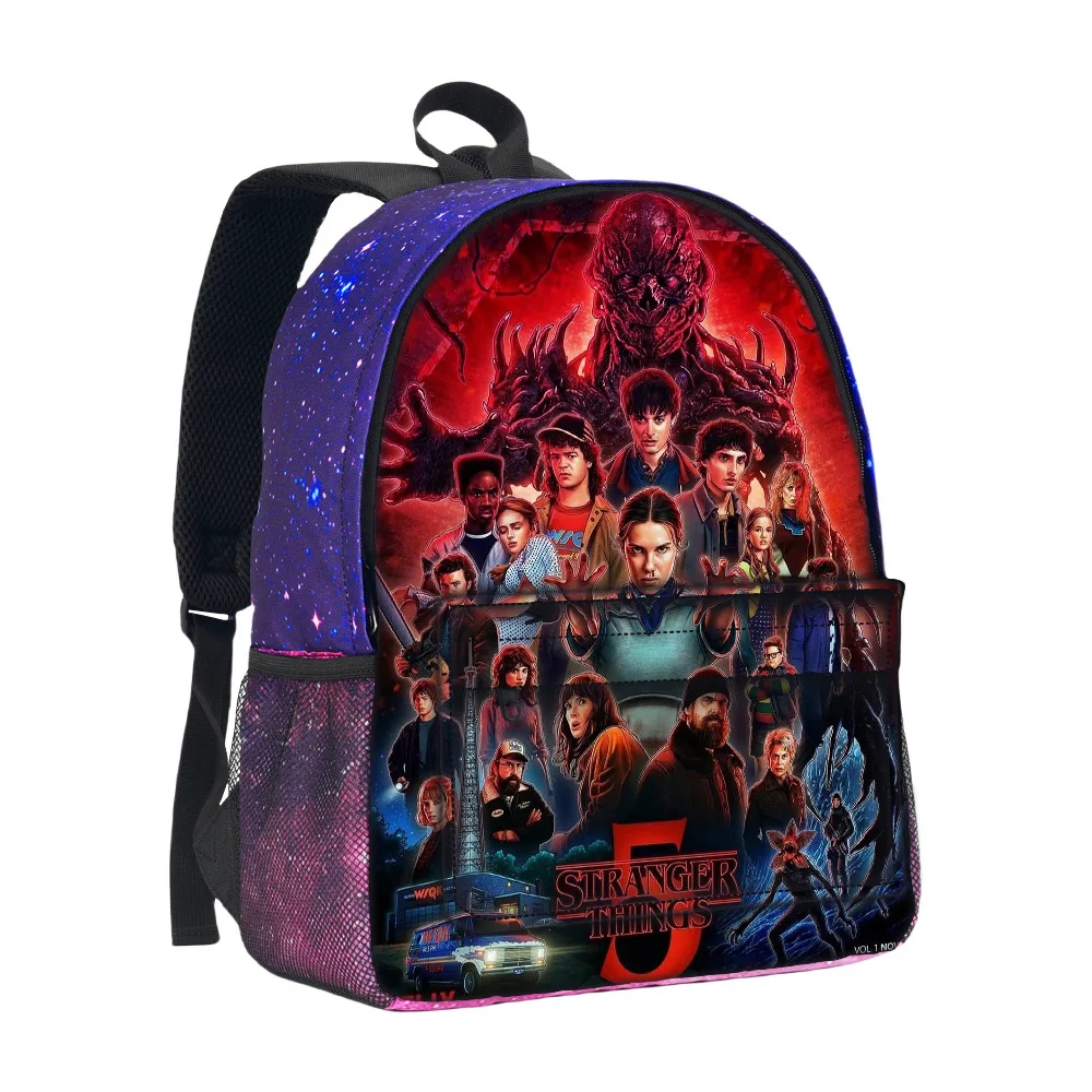 Sac à dos Stranger Things 5, sac d'école pour garçons et filles, sac à dos tendance Mochila ciel étoilé, sac à dos d'école 3D de dessin animé pour enfants