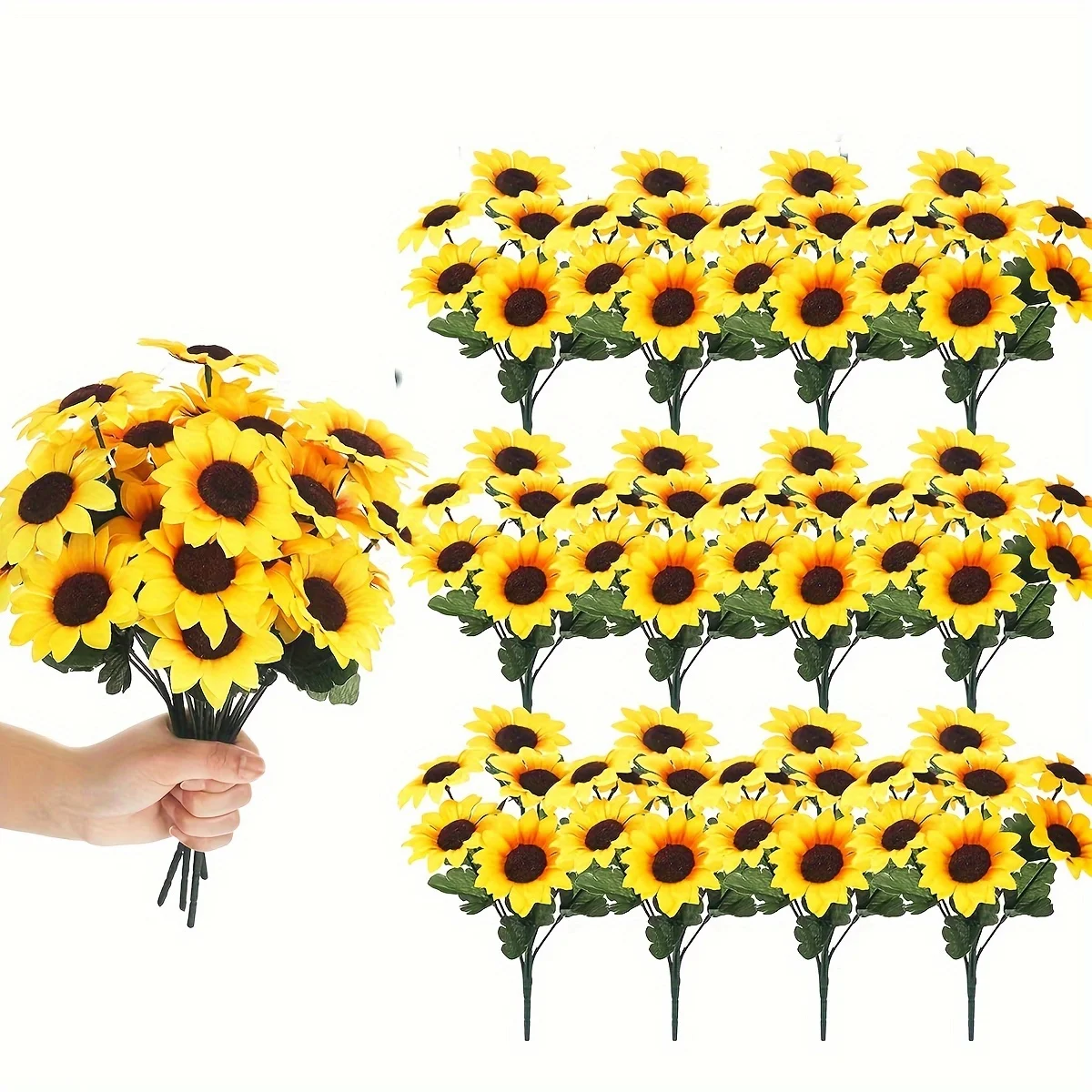Artificial Sunflowers Decorative Flowers,Plastic Flower Room Interior and Exterior Decorations -Garden Outdoor Deco