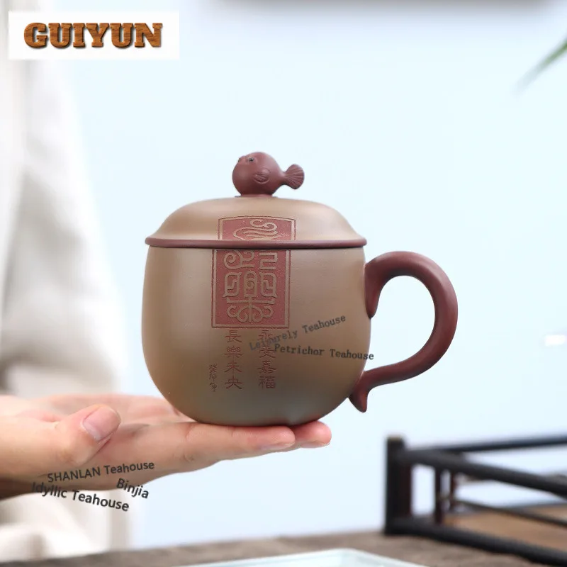 350 ml Yixing Lila Ton Kaffeetasse Paar Handgriff Tassen Nachmittagstee Becher Wein Bier Flasche Büro Wasser Tasse Drink handwerk Image