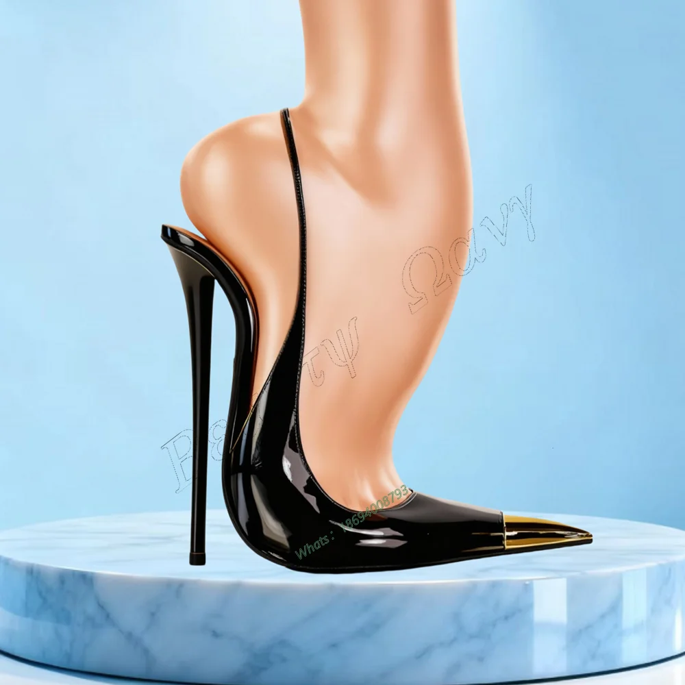 Schwarz Metall Zu Patent Leder Pumpen Abendessen Hohe Ferse Dünne Hohe Spike High Heel Schuhe Sexy Frauen Schuhe Neue Zapatos Para Mujere