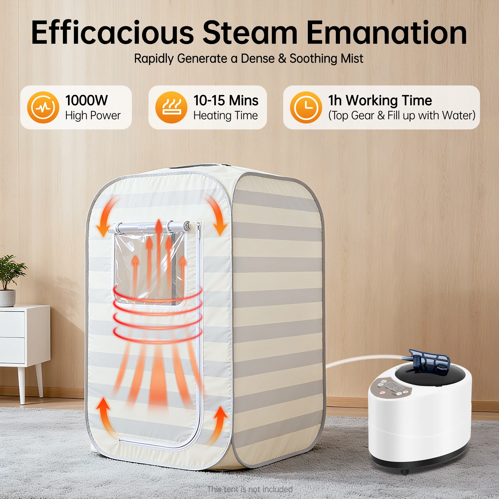 1000 W Sauna-Dampfmaschine, 3 l/0,66 Gallonen Sauna-Dampfgarer, tragbarer Sauna-Dampfgarer mit Kräuterbox und Fernbedienung