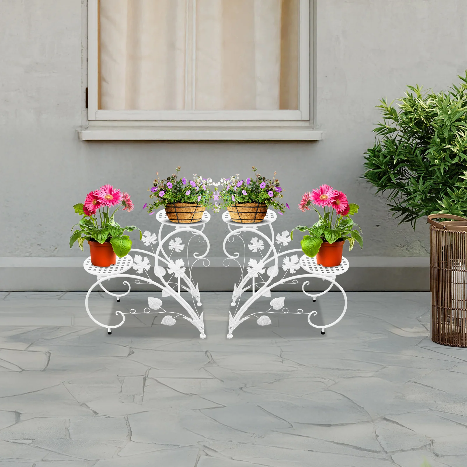 2-Blumenständer, Blumenständer, Metall-Blumenständer Image