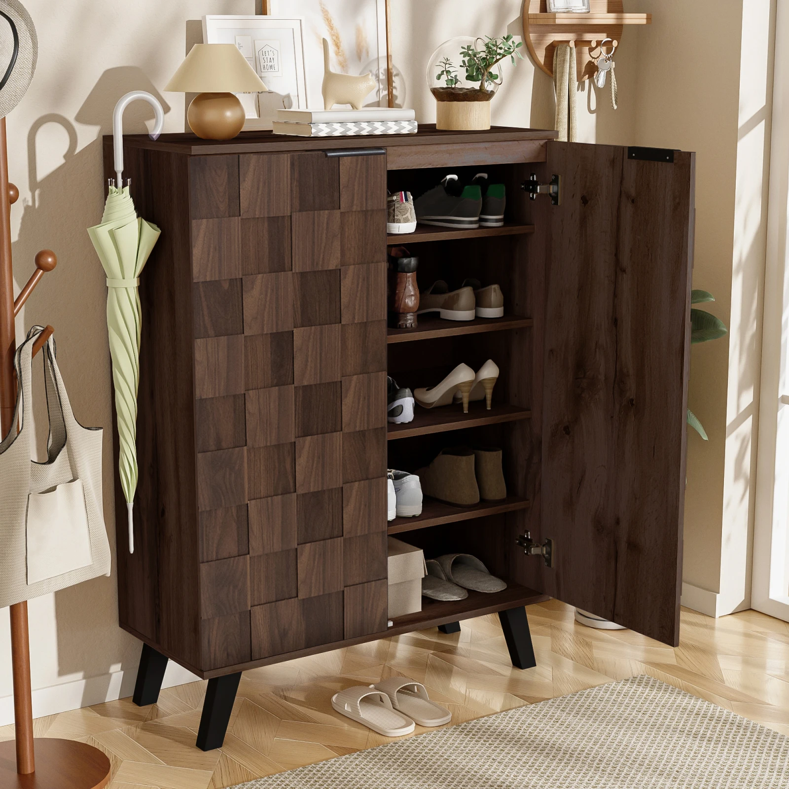 Anajqaqia TV-Schrank mit Türen und Fächern, multifunktionaler Buffetschrank, modernes Sideboard, Schuhschrank für Wohnzimmer