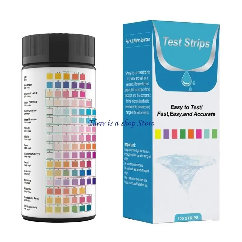 D0AD 50/100x Wasserhärte-Teststreifen, schnelle und genaue Prüfung der Wasserqualität für Schwimmen, Aquarien Image