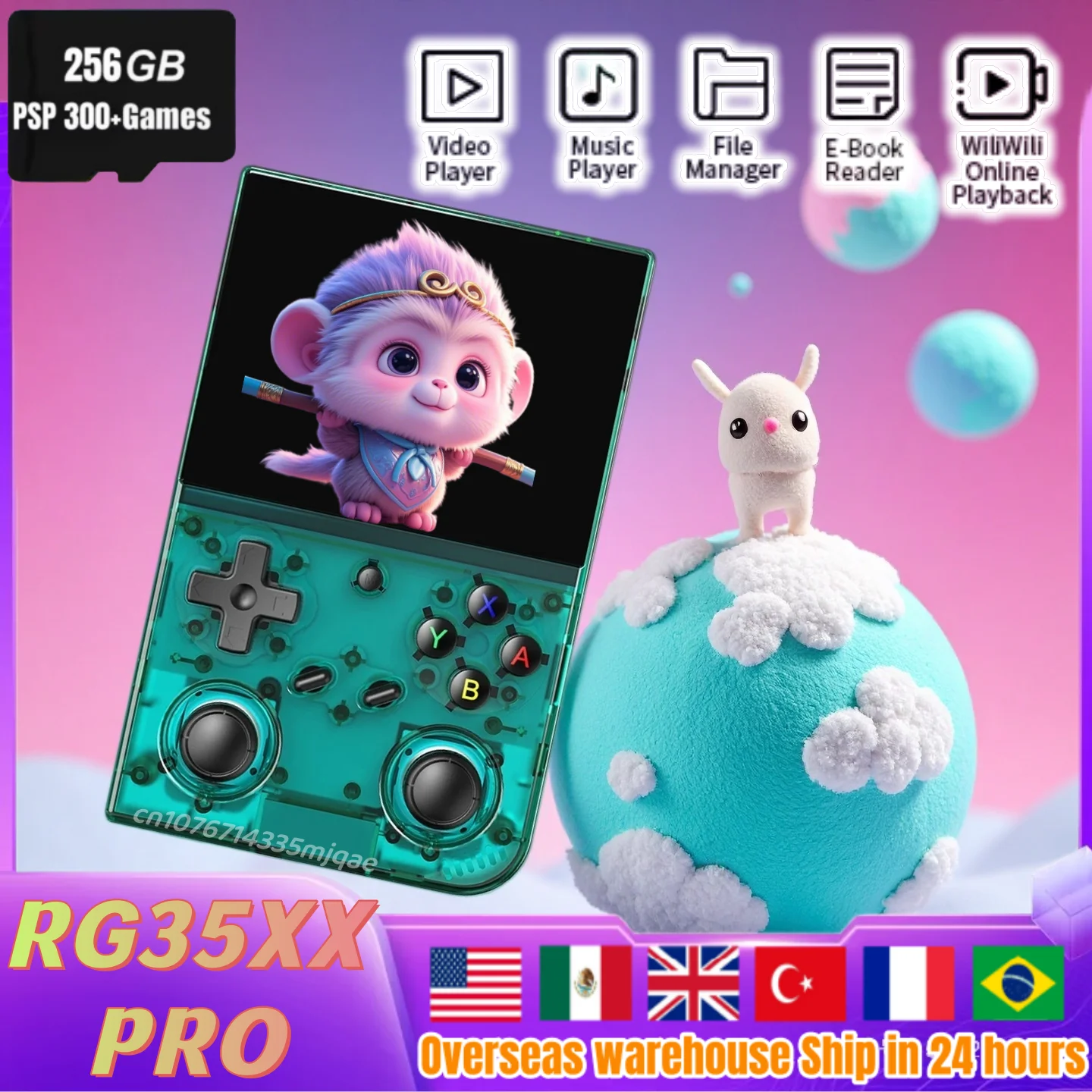 RG35XX Pro Handheld-Spielkonsolen Retro-Gaming 64GB Karte 4353 Videospiele Tragbare Arcade-Konsole Unterstützt 30+ Emulatoren WLAN Bluetooth