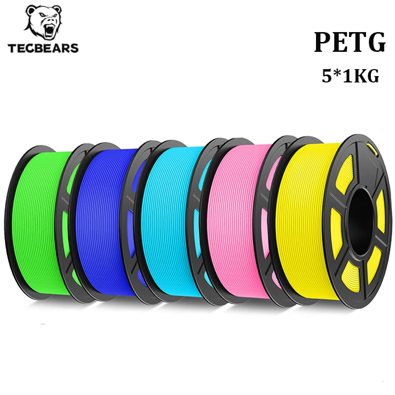 TECBEARS PETG 3D-Drucker-Filament 1,75 mm 5 kg Mehrfarben-Kombinationsset 3D-Druckmaterial PETG-Kunststoff für FDM 3D-Drucker Image