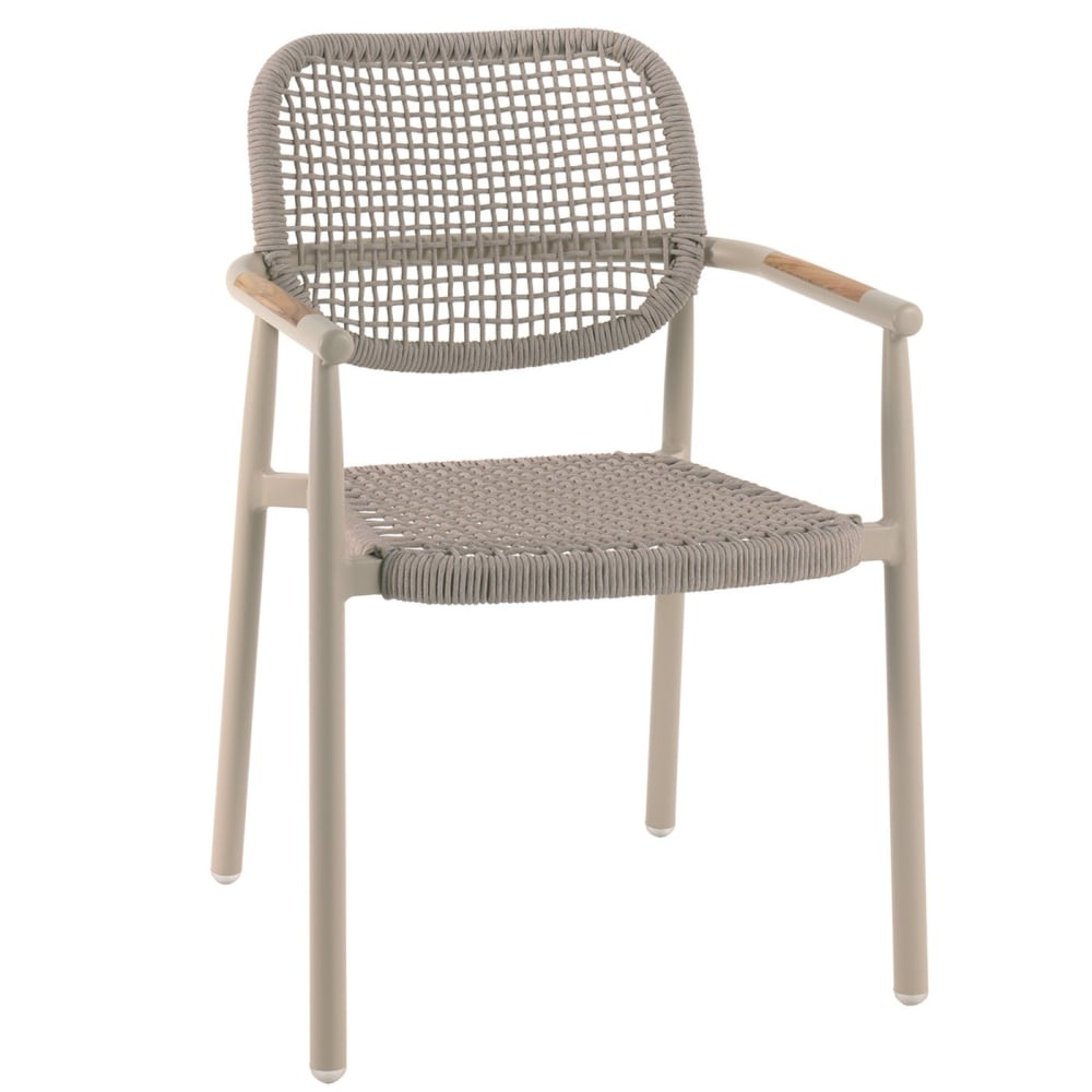 Chaise de jardin en teck, corde et aluminium sable