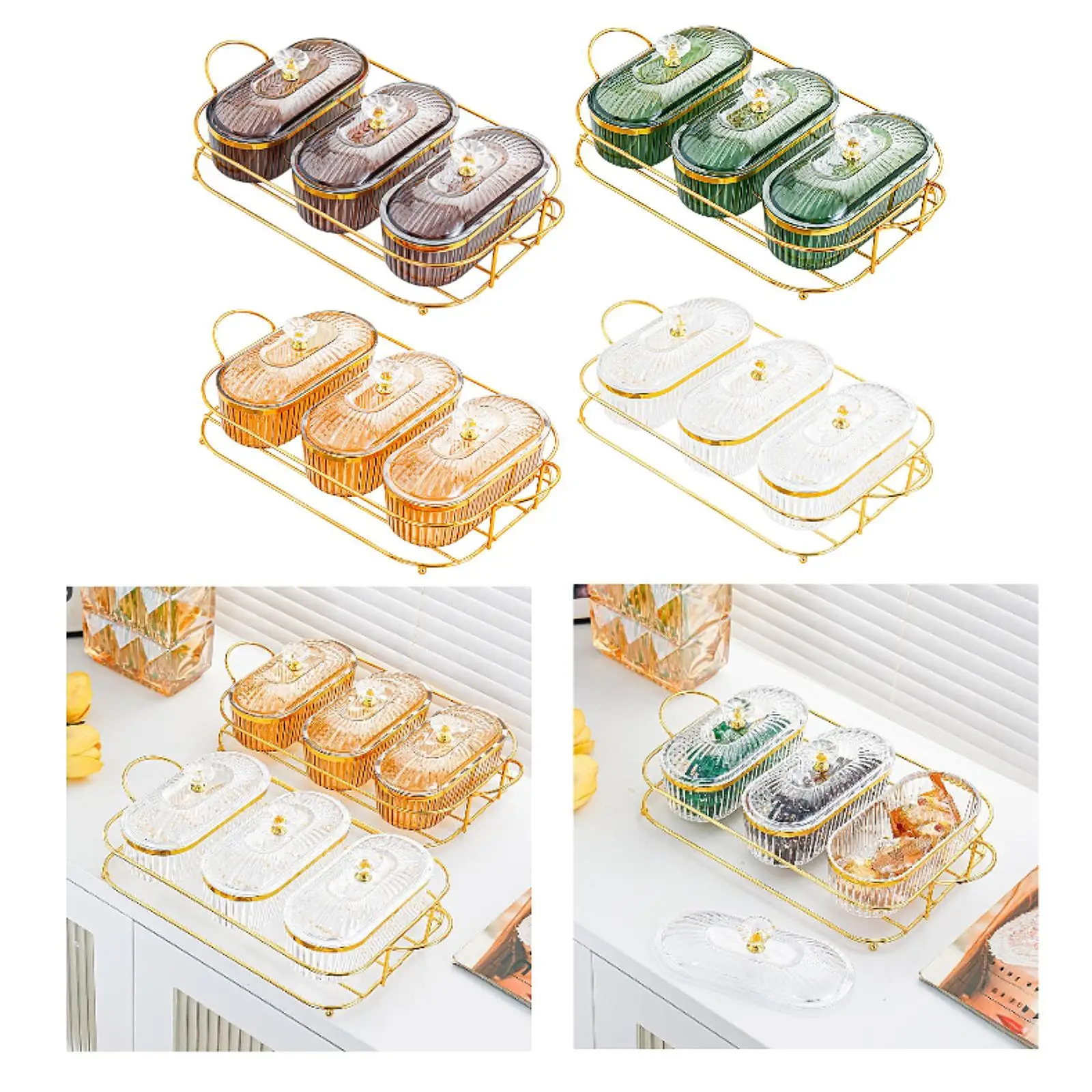 Trockenfrüchte-Schale mit Deckel, Snack-Schale, Küchen-Gewürzbehälter, Vorspeisen-Schale für Party, Hochzeit, Esszimmer, Küche, Snacks Image