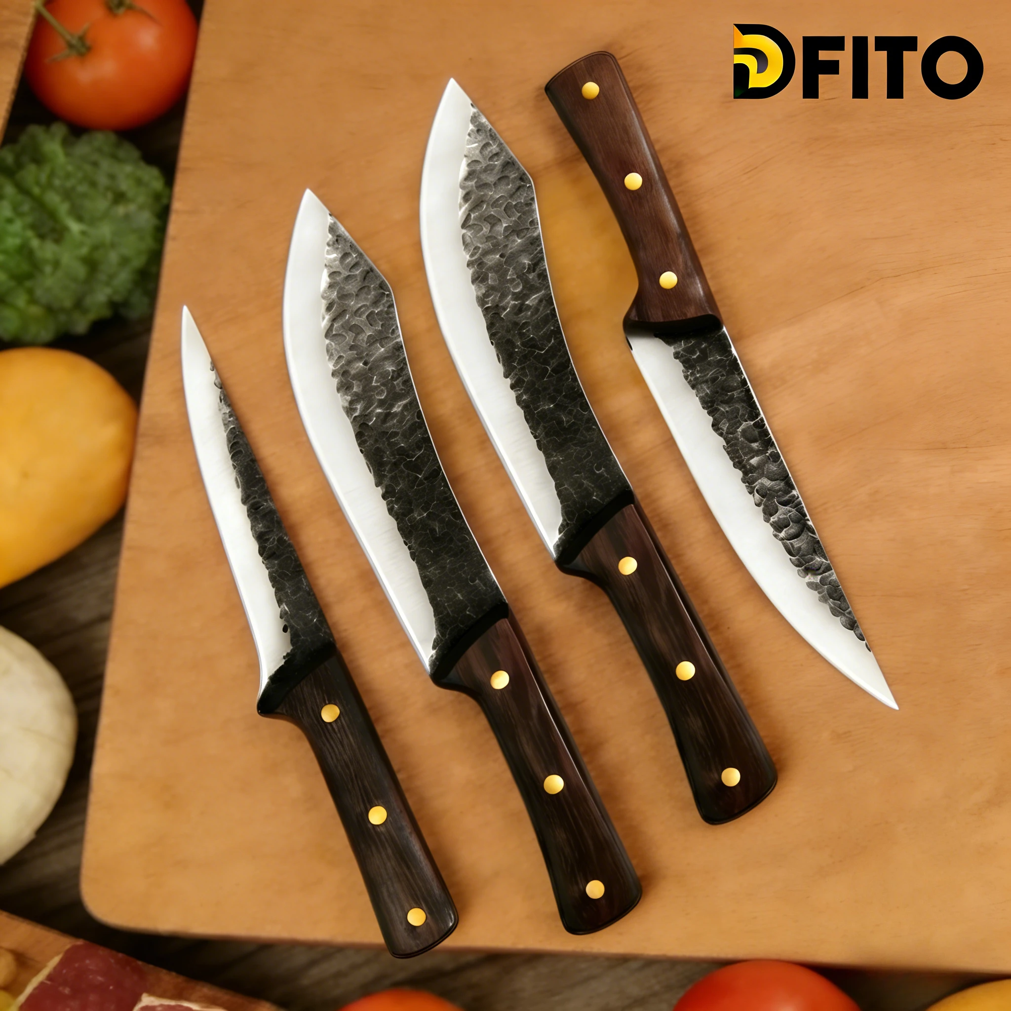DFITO Handgeschmiedetes Küchenmesser, Knochenschneidemesser, Schlachtermesser für Schwein, Rind, Lamm, Schneidemesser zum Entbeinen und Schälen Image